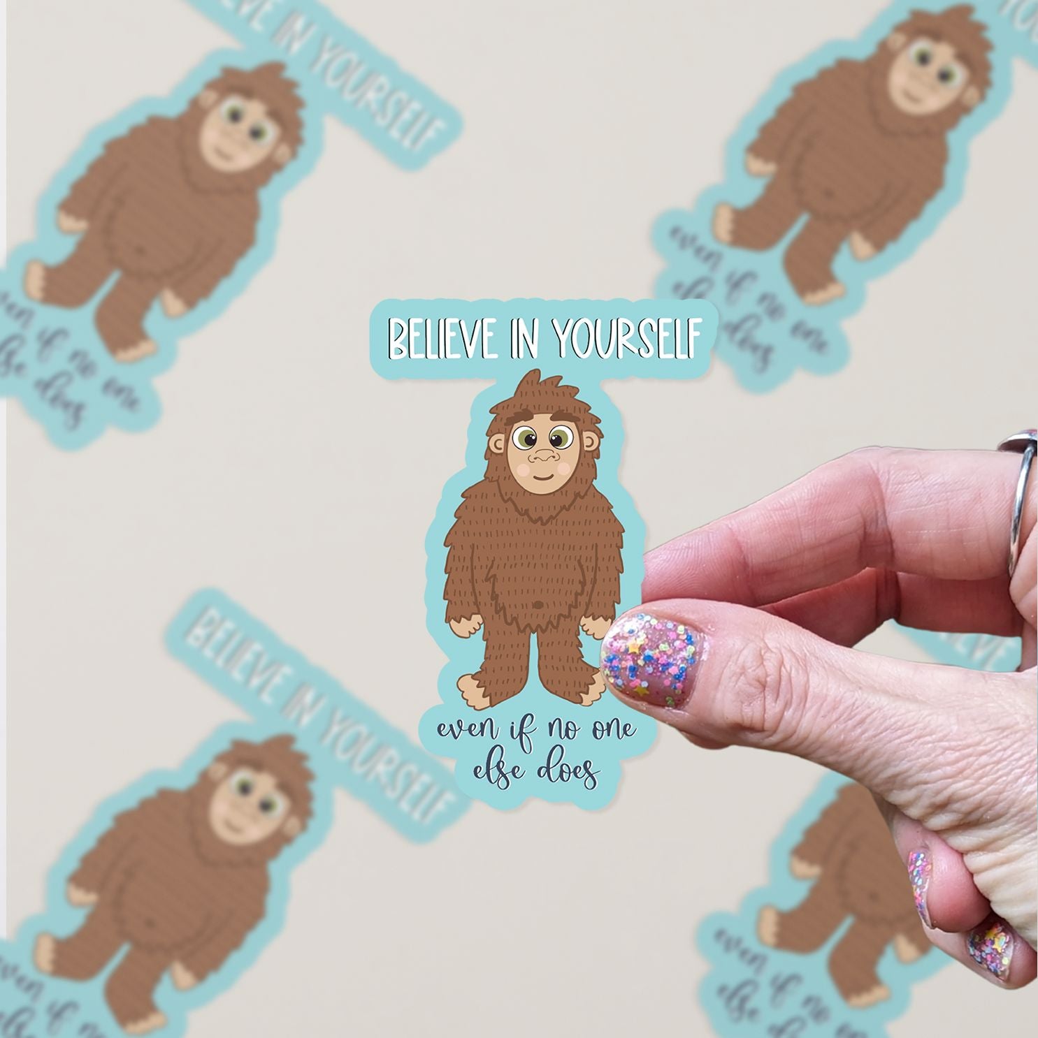 Believe in Yourself Big Foot Motivational Sticker stickers Lucid Moon Studio LLC