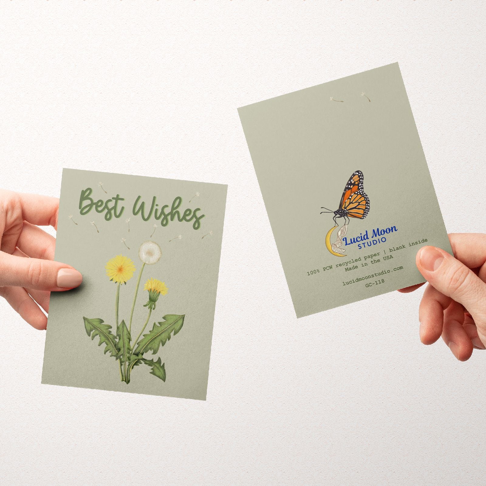 Best Wishes Dandelion Greeting Card Greeting Cards Lucid Moon Studio