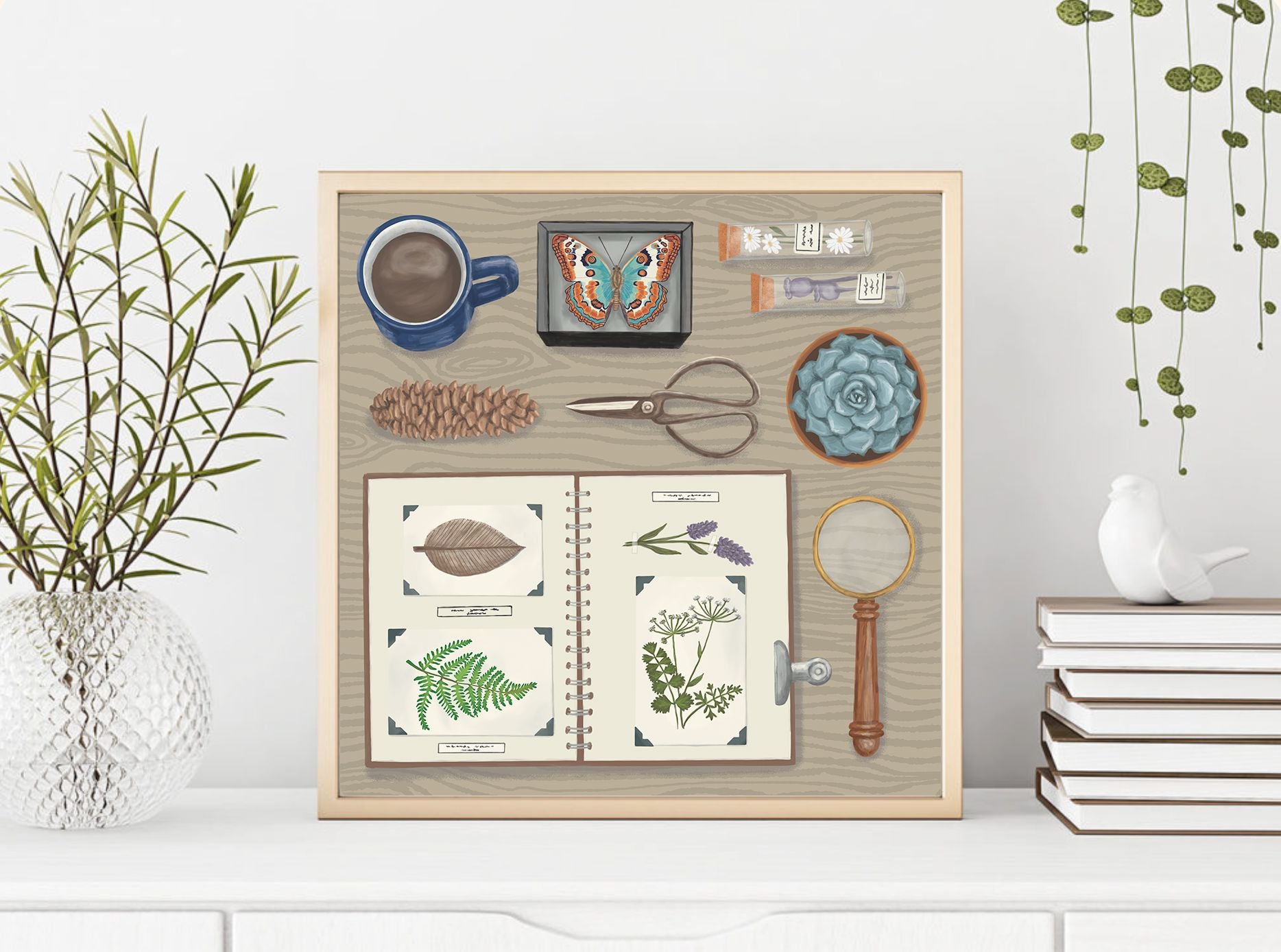 Botanist's Desk 8" x 8" Art Print Art Print Lucid Moon Studio