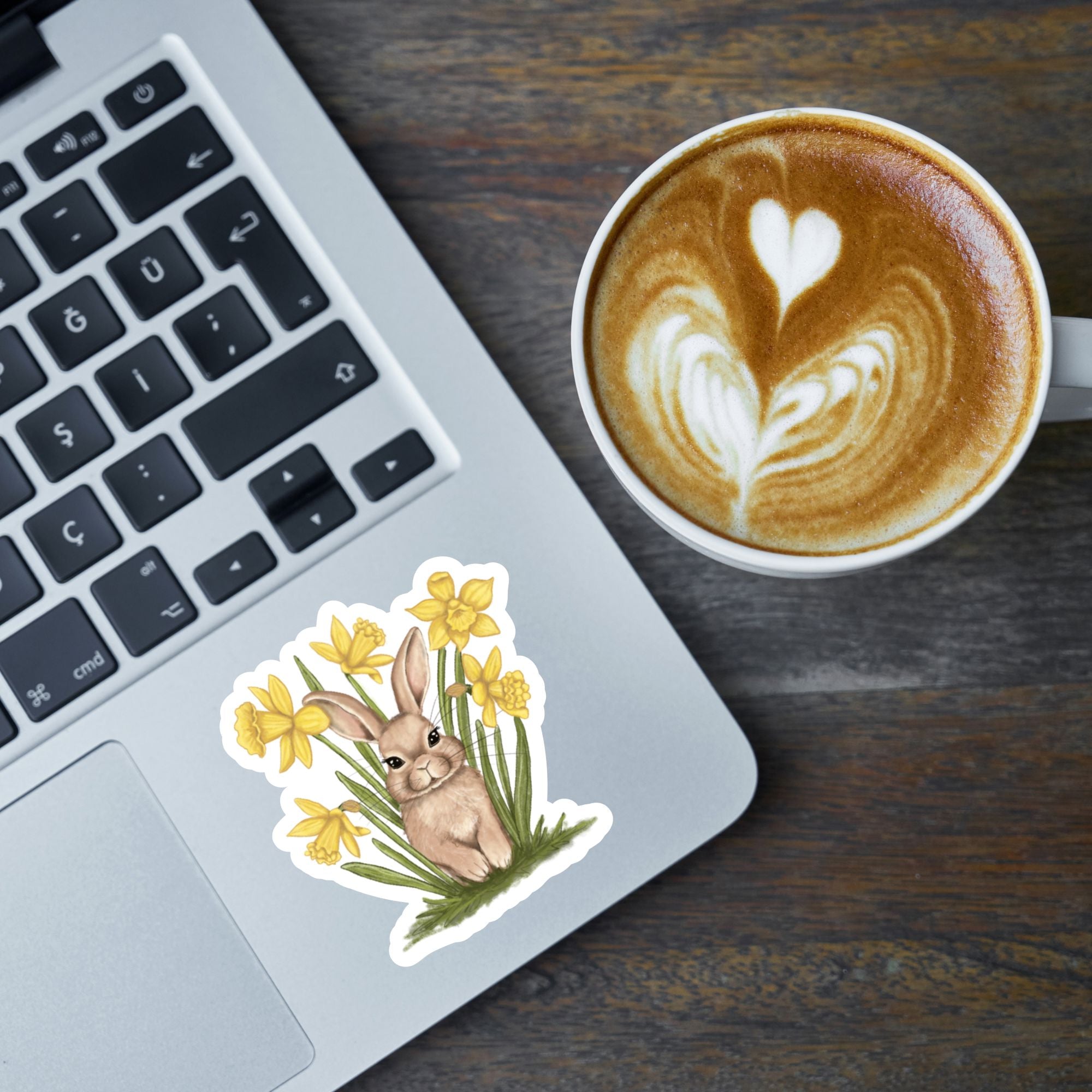 Bunny in Daffodils Vinyl Sticker stickers Lucid Moon Studio