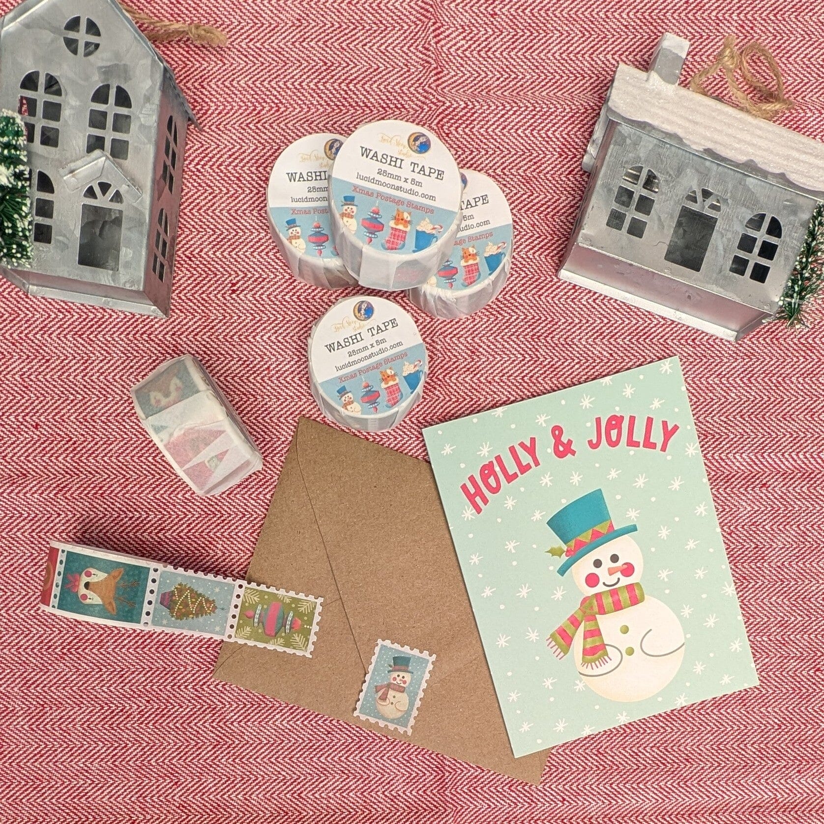 Christmas Postage Stamp Washi Tape washi tape Lucid Moon Studio