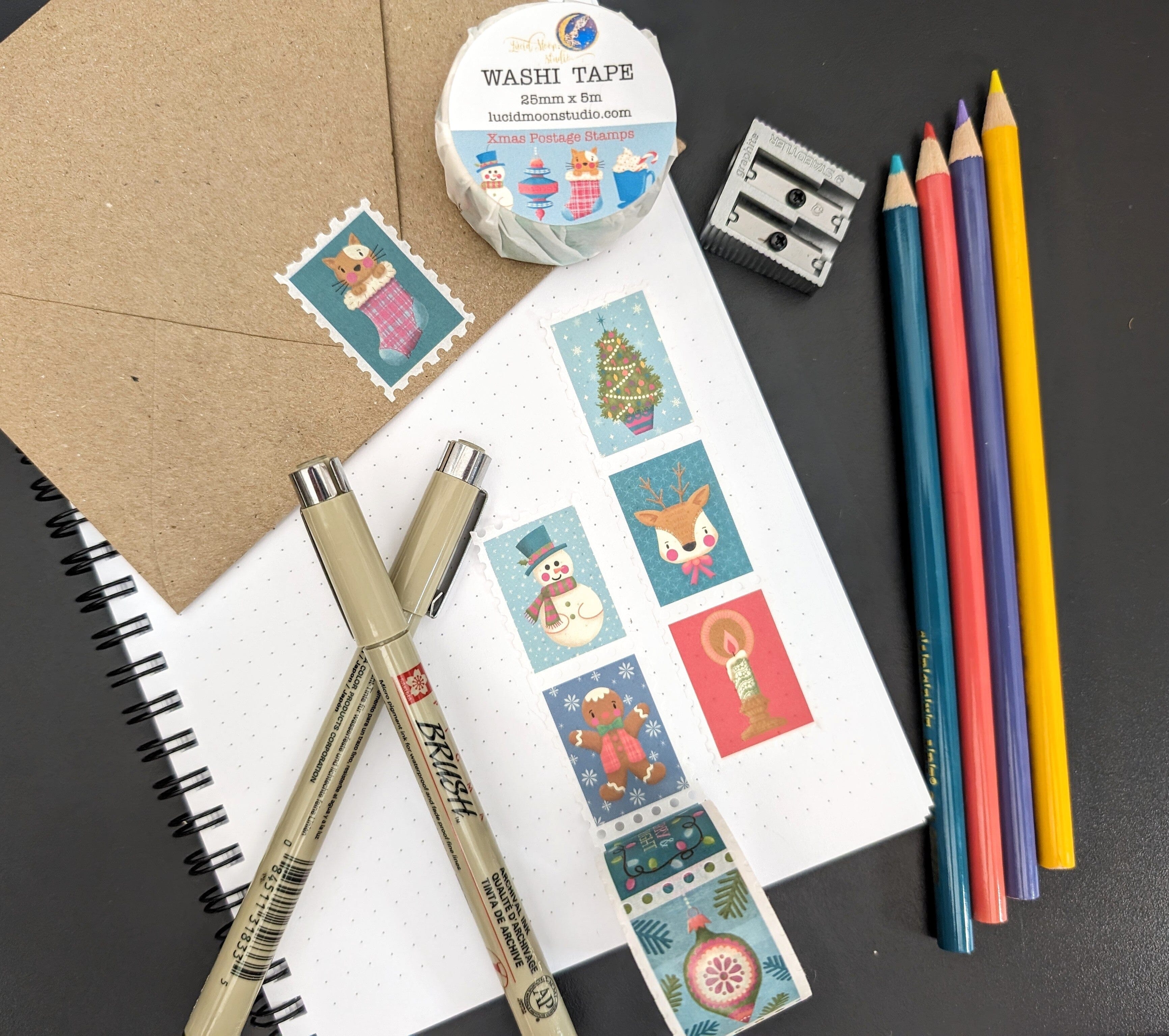 Christmas Postage Stamp Washi Tape washi tape Lucid Moon Studio