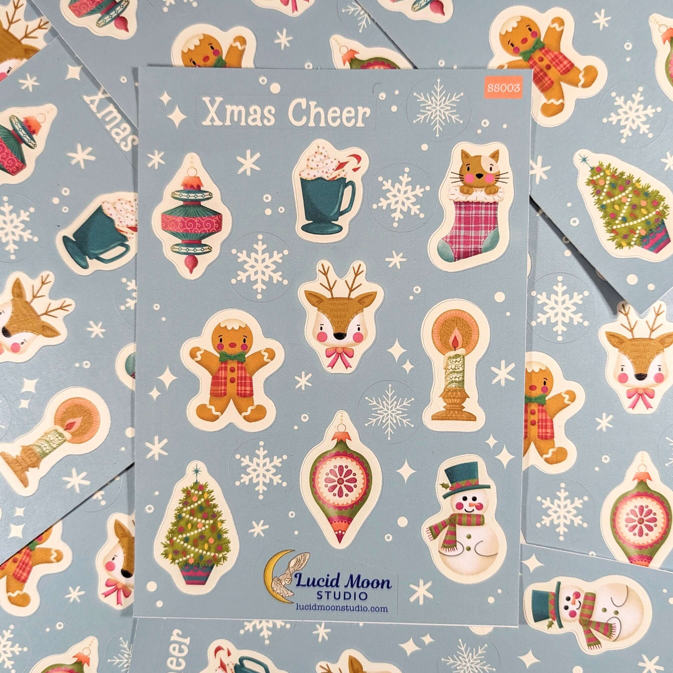Christmas Xmas Cheer Matte Vinyl Sticker Sheet stickers Lucid Moon Studio 