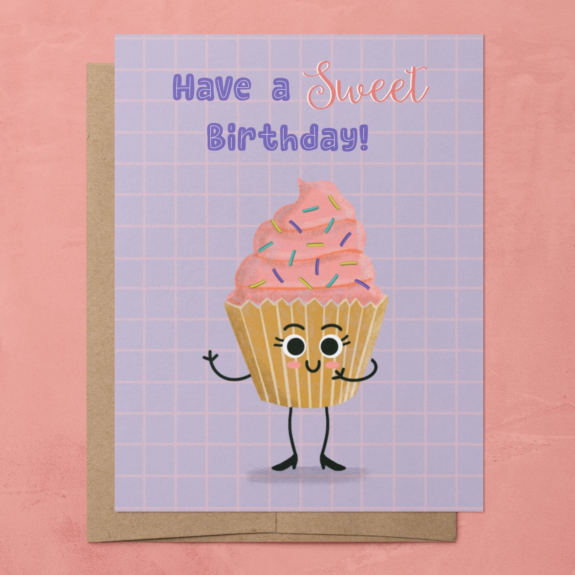 Cupcake Sweet Birthday Greeting Card Greeting Cards Lucid Moon Studio Single Card