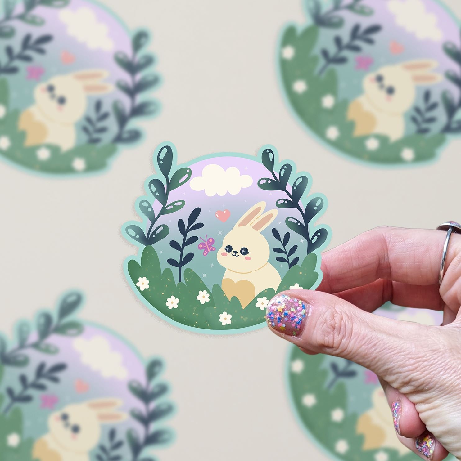 Cute Kawaii Bunny Vinyl Sticker stickers Lucid Moon Studio