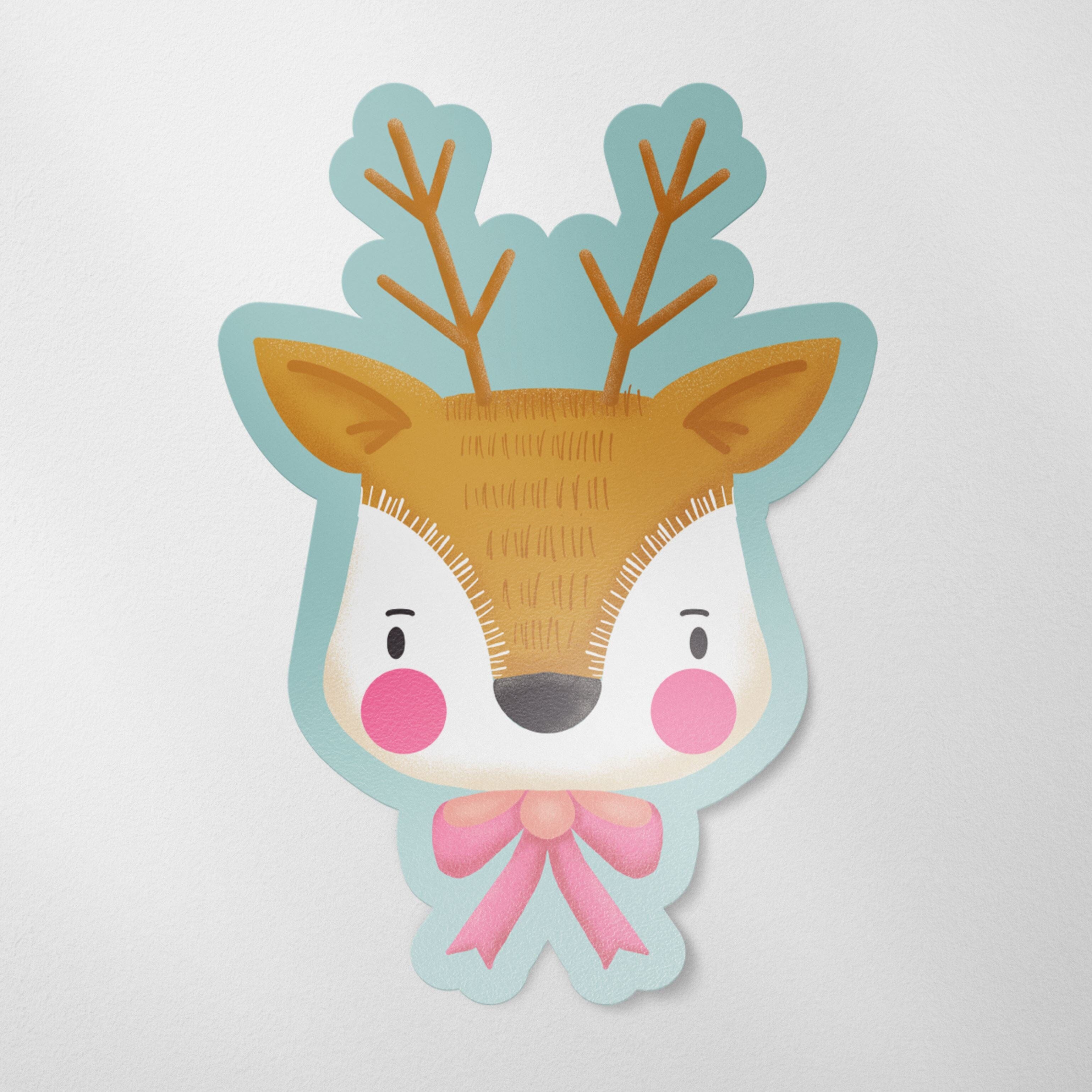 Cute Reindeer Matte Vinyl Sticker stickers Lucid Moon Studio