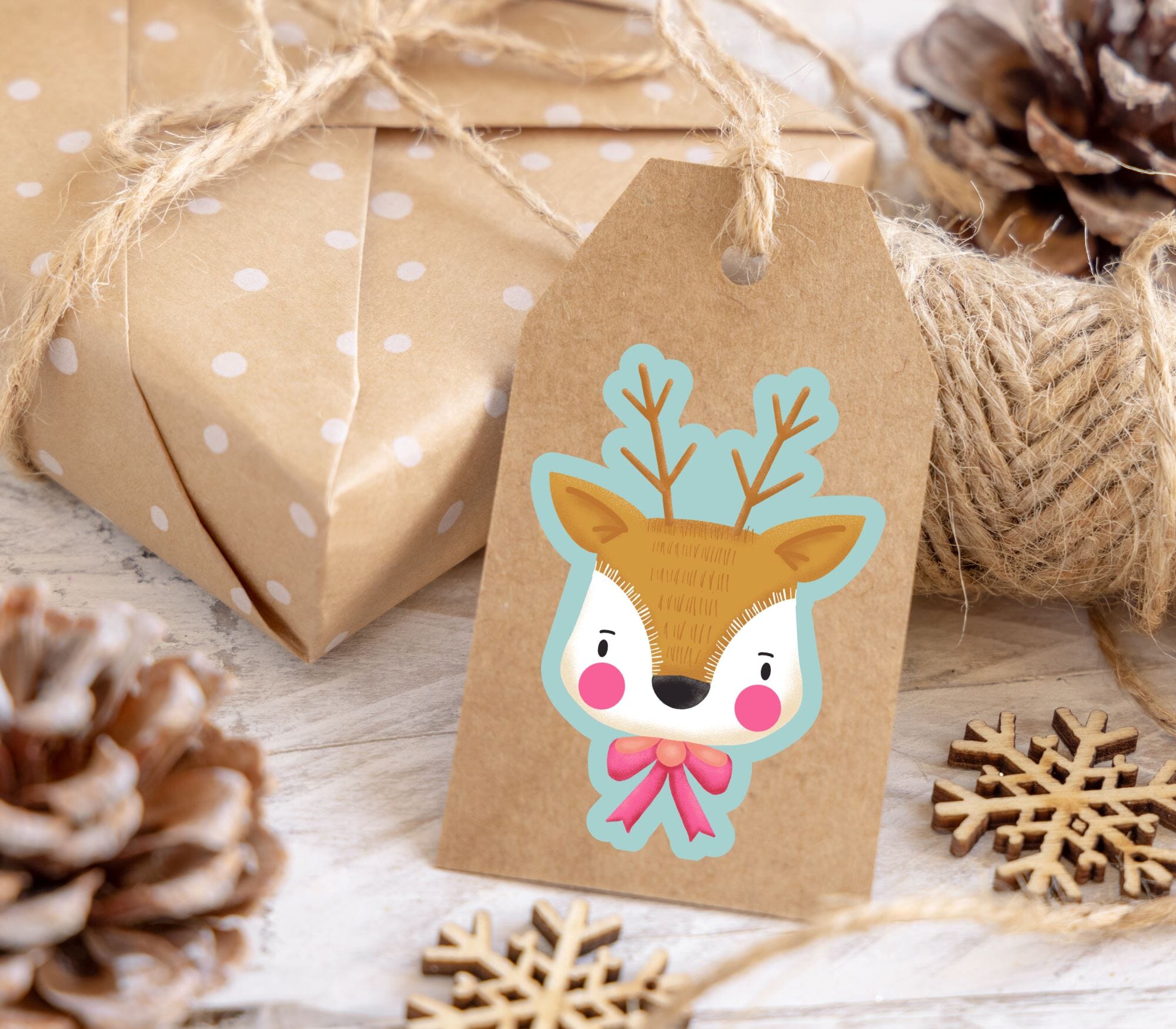 Cute Reindeer Matte Vinyl Sticker stickers Lucid Moon Studio