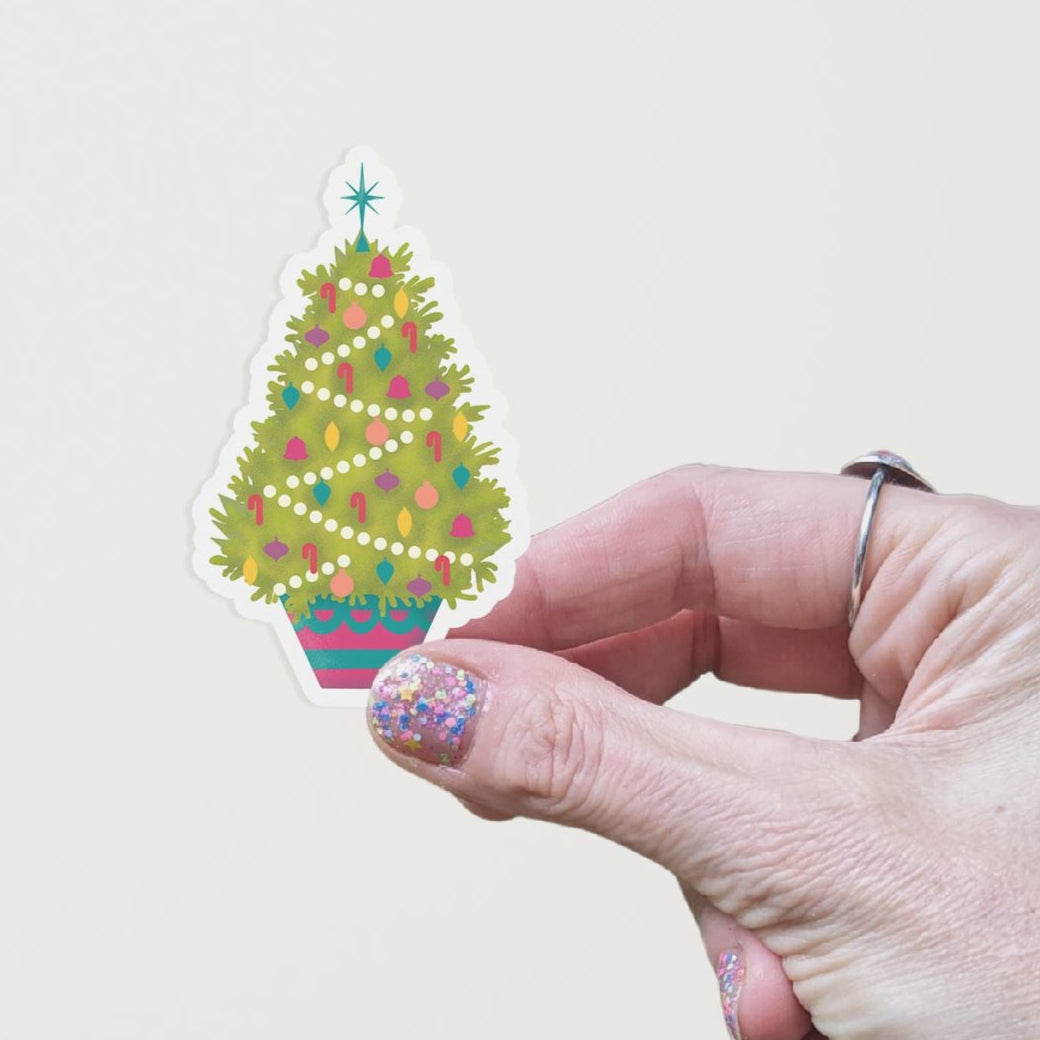 Decorated Xmas Tree Matte Vinyl Sticker stickers Lucid Moon Studio