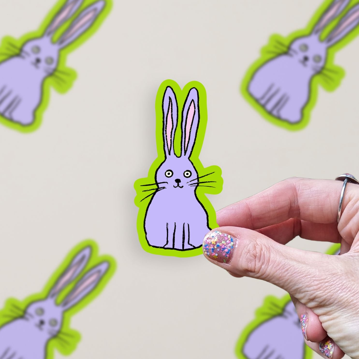 Doodle Bunny Vinyl Sticker stickers Lucid Moon Studio