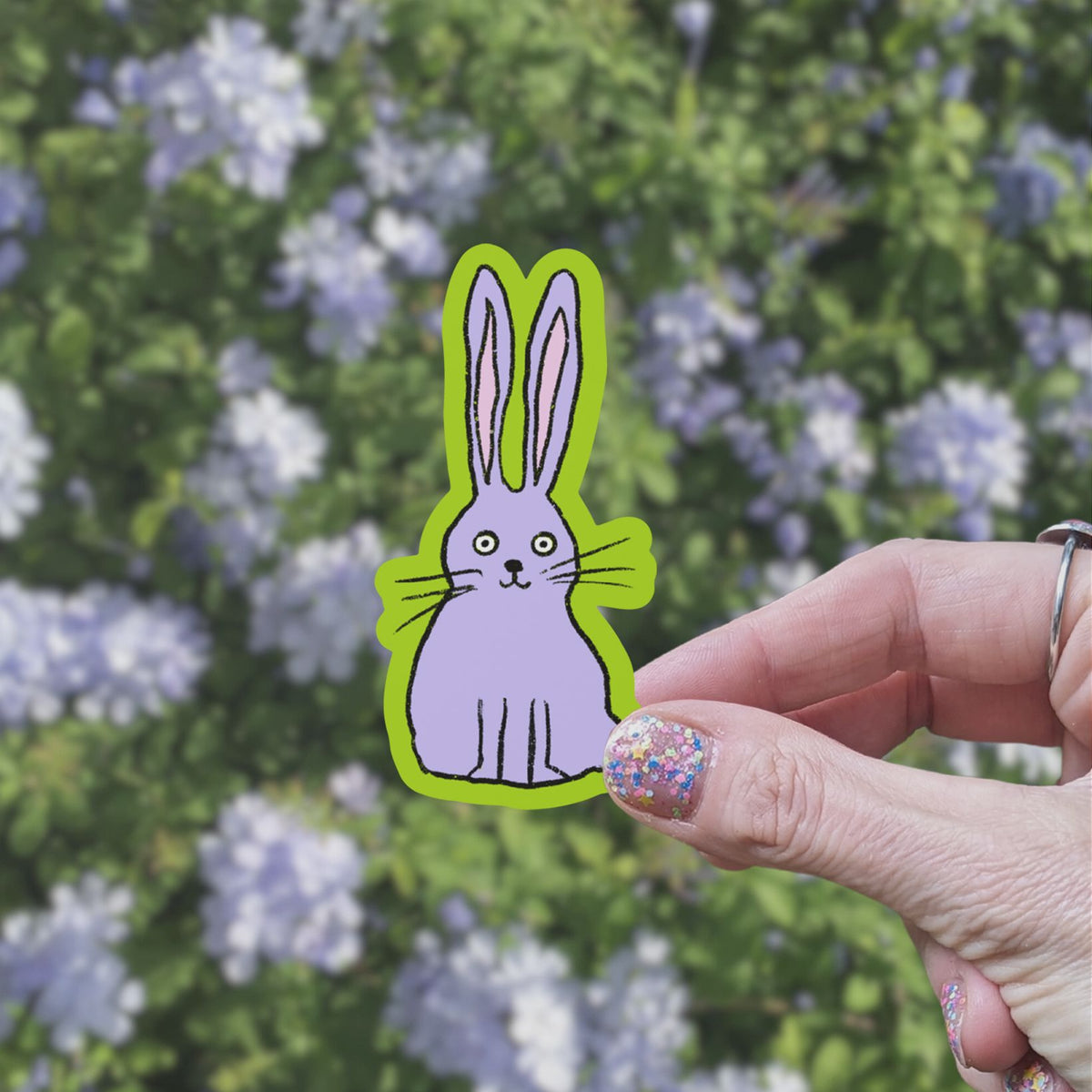 Doodle Bunny Vinyl Sticker stickers Lucid Moon Studio