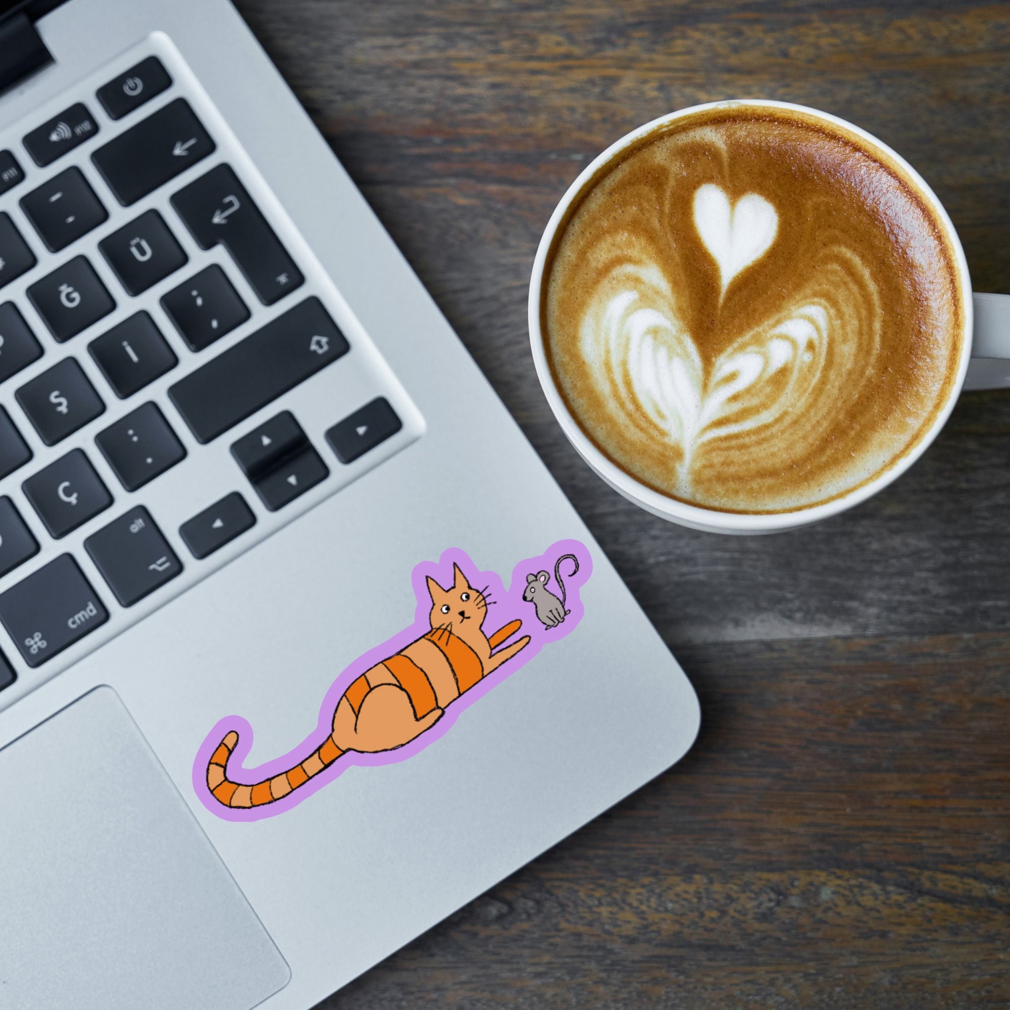 Doodle Cat & Mouse Vinyl Sticker stickers Lucid Moon Studio