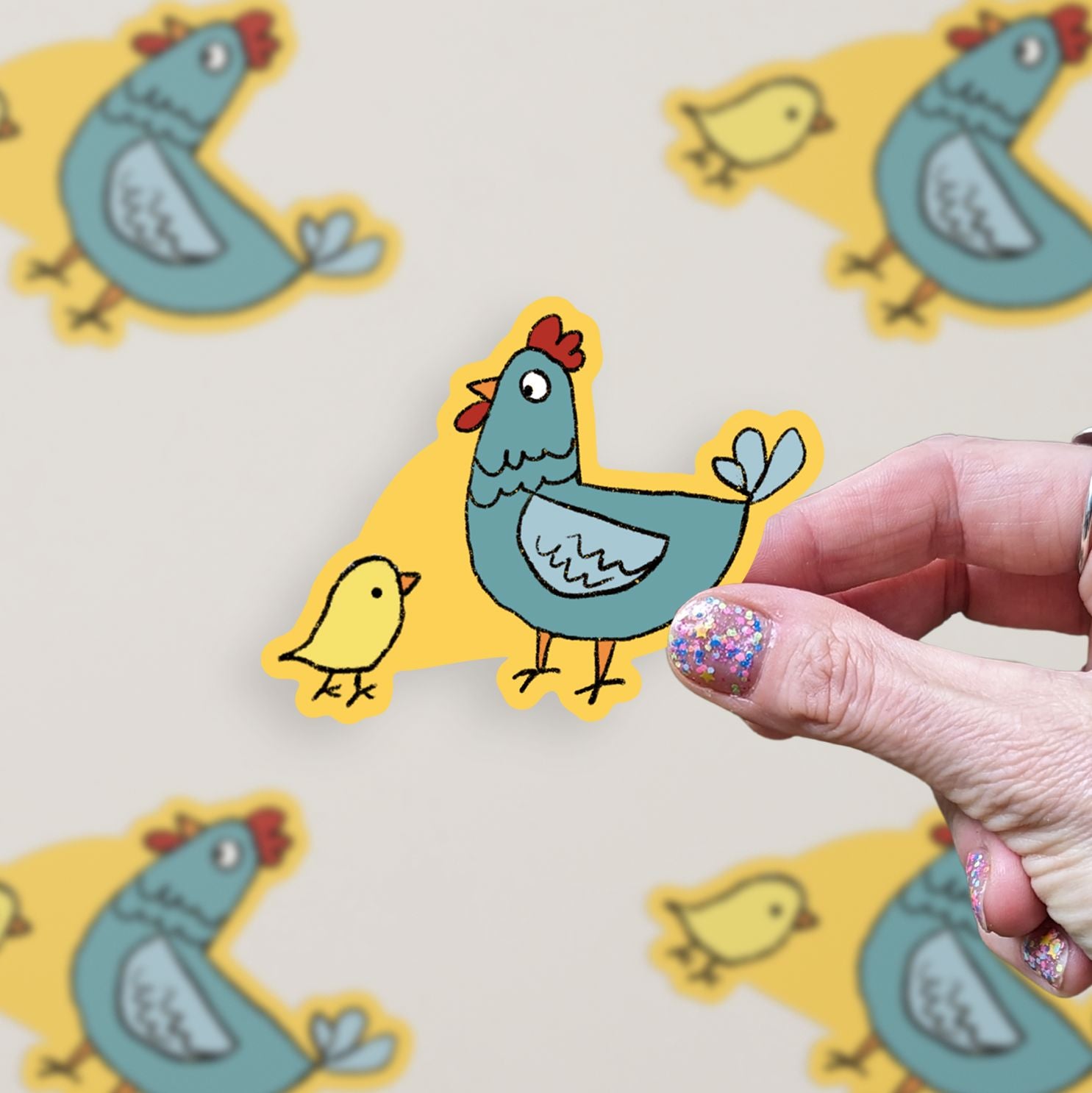 Doodle Chicken Vinyl Sticker stickers Lucid Moon Studio