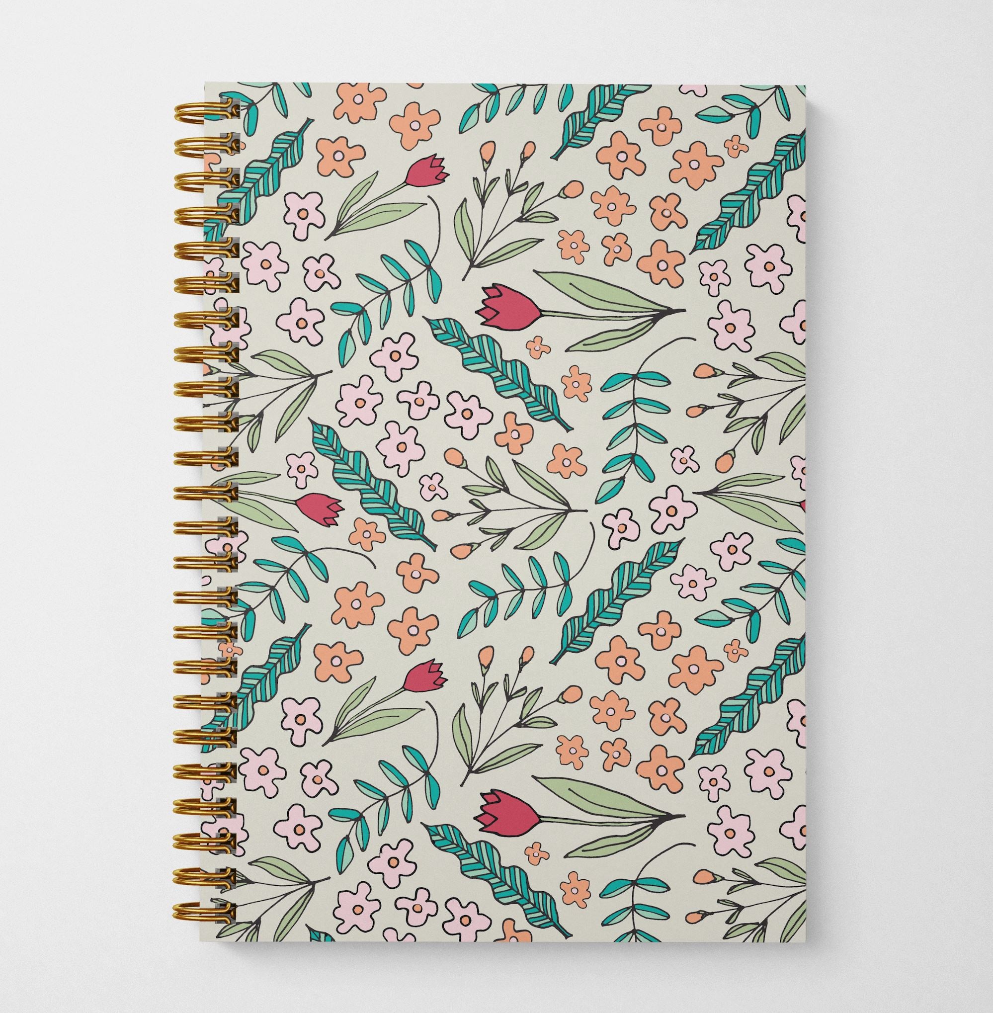 Doodle Floral Eco-Friendly Spiral Bound Notebook Notebooks Lucid Moon Studio 