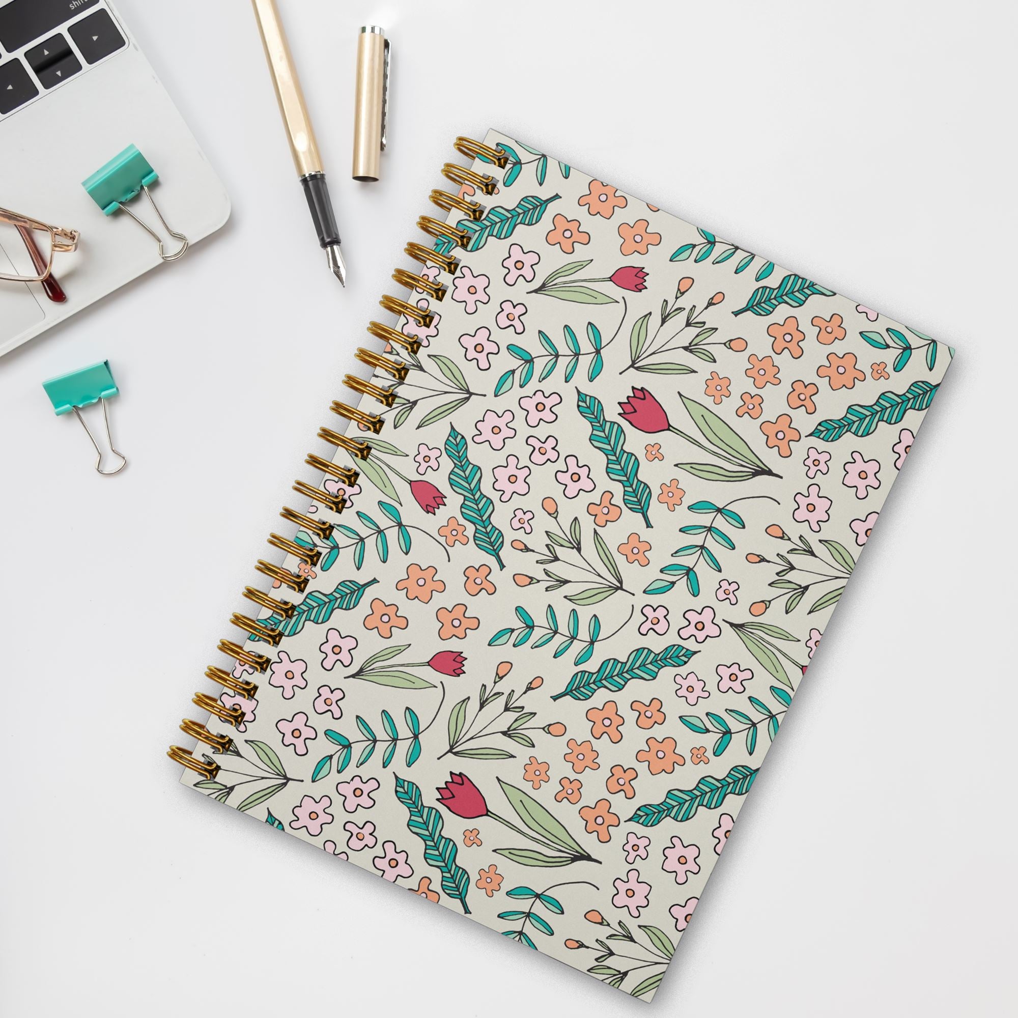 Doodle Floral Eco-Friendly Spiral Bound Notebook Notebooks Lucid Moon Studio