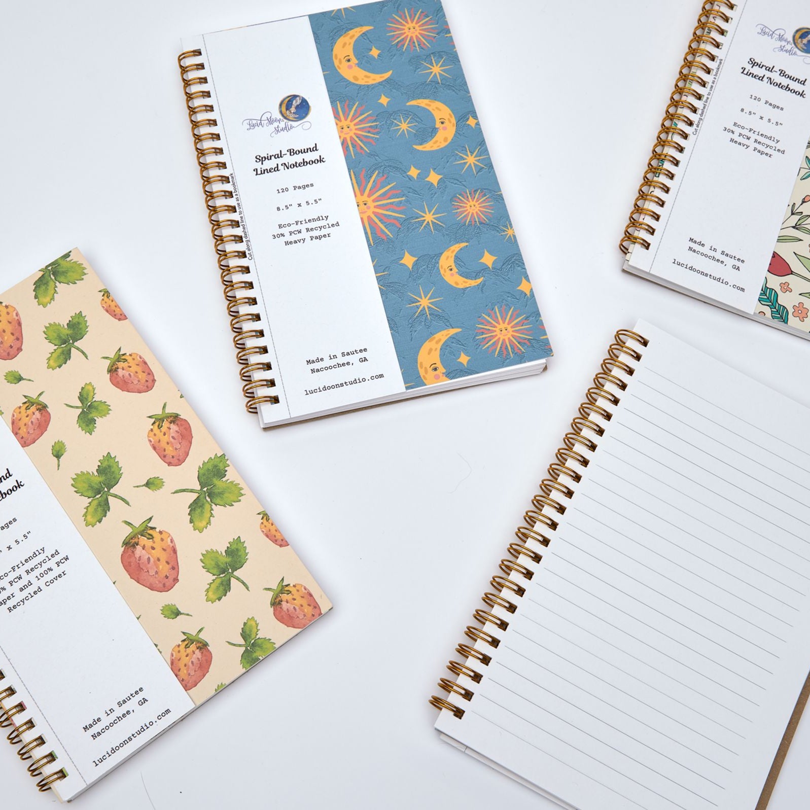 Doodle Floral Lined Spiral Notebook Notebooks Lucid Moon Studio