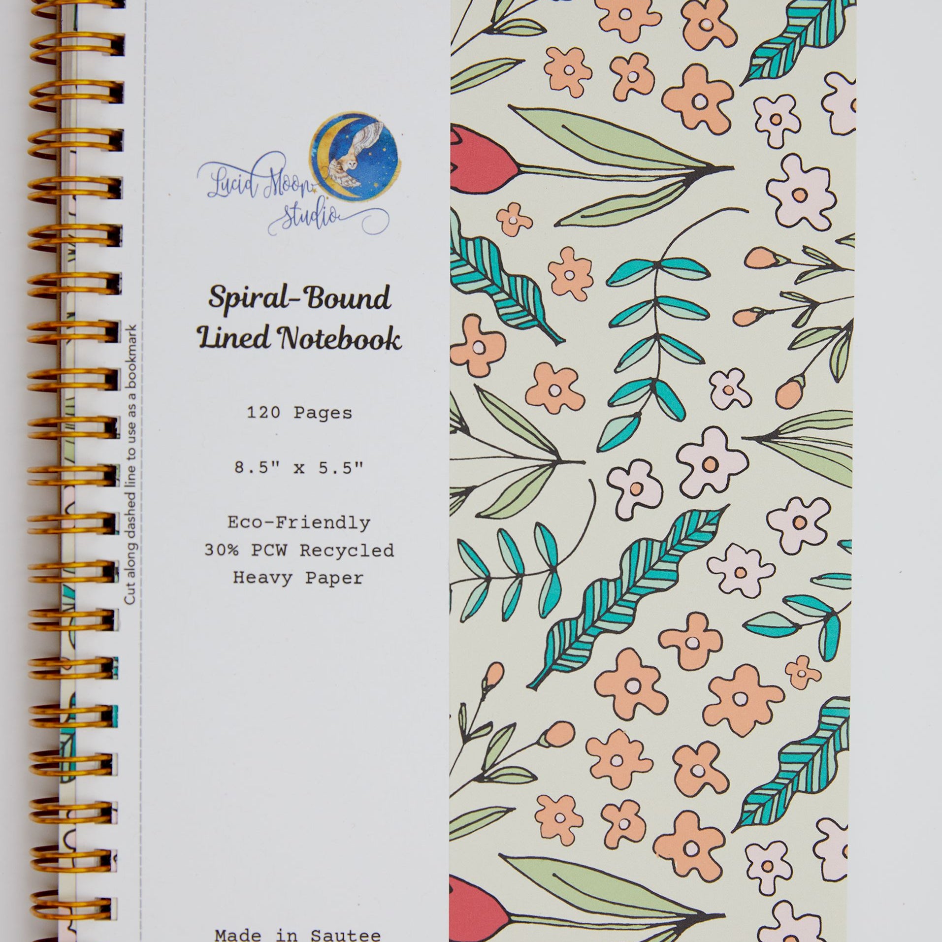 Doodle Floral Lined Spiral Notebook Notebooks Lucid Moon Studio