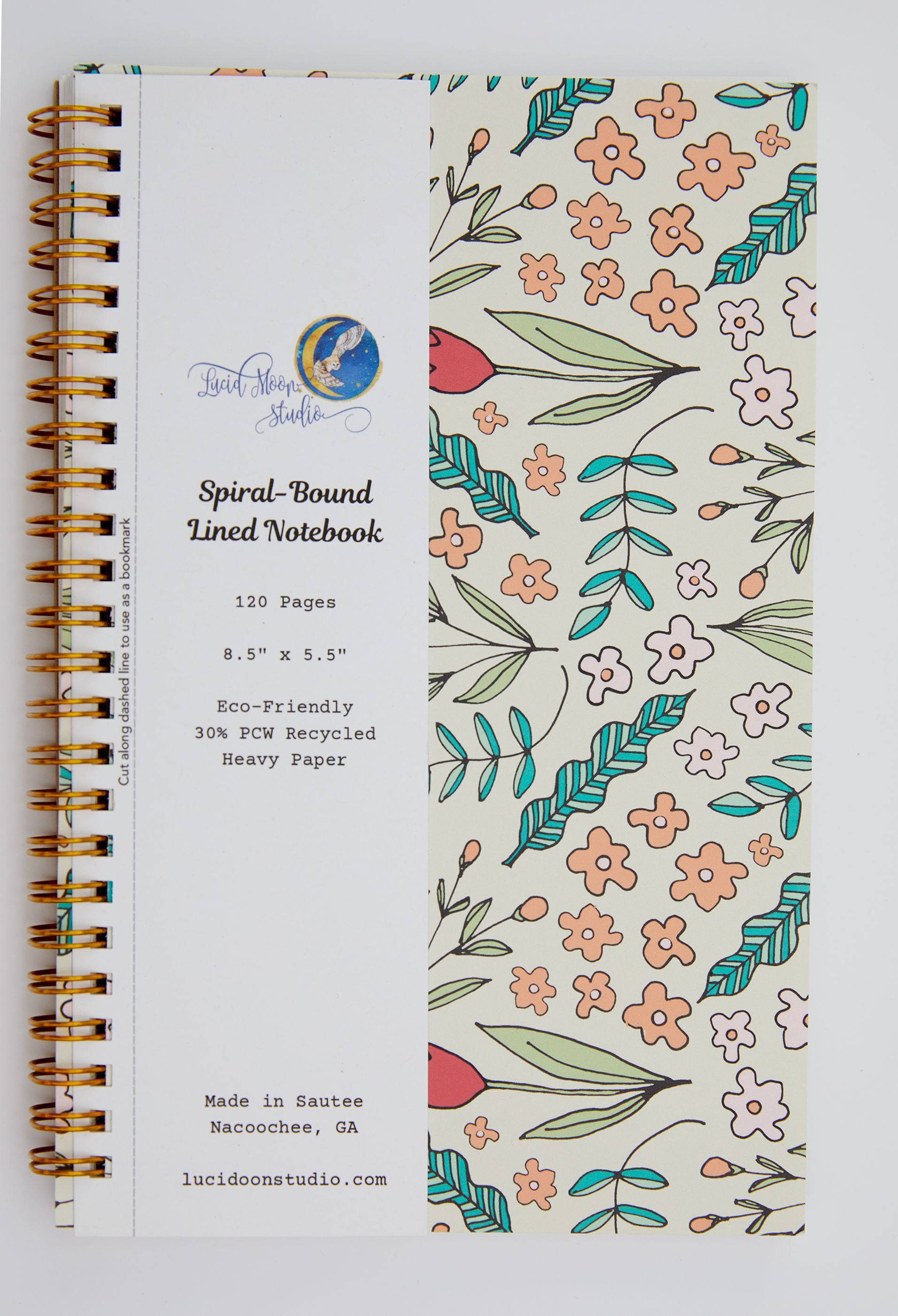 Doodle Floral Lined Spiral Notebook Notebooks Lucid Moon Studio
