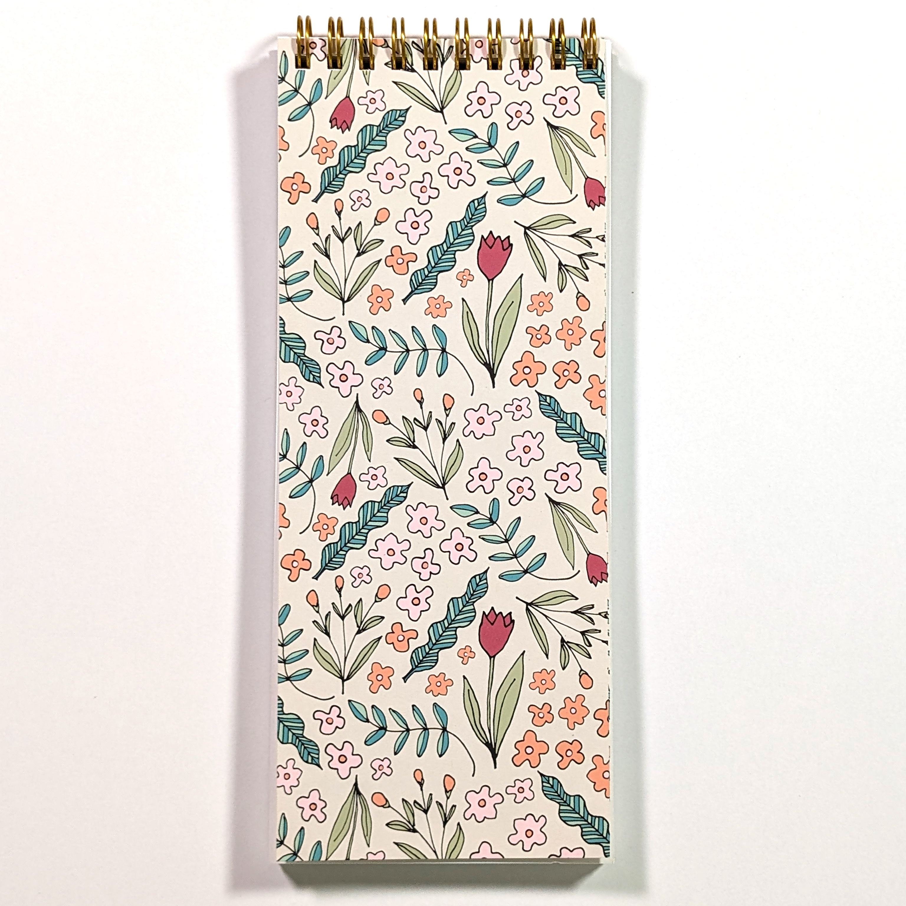 Doodle Floral Top Spiral To-Do List Notebook Notebooks Lucid Moon Studio
