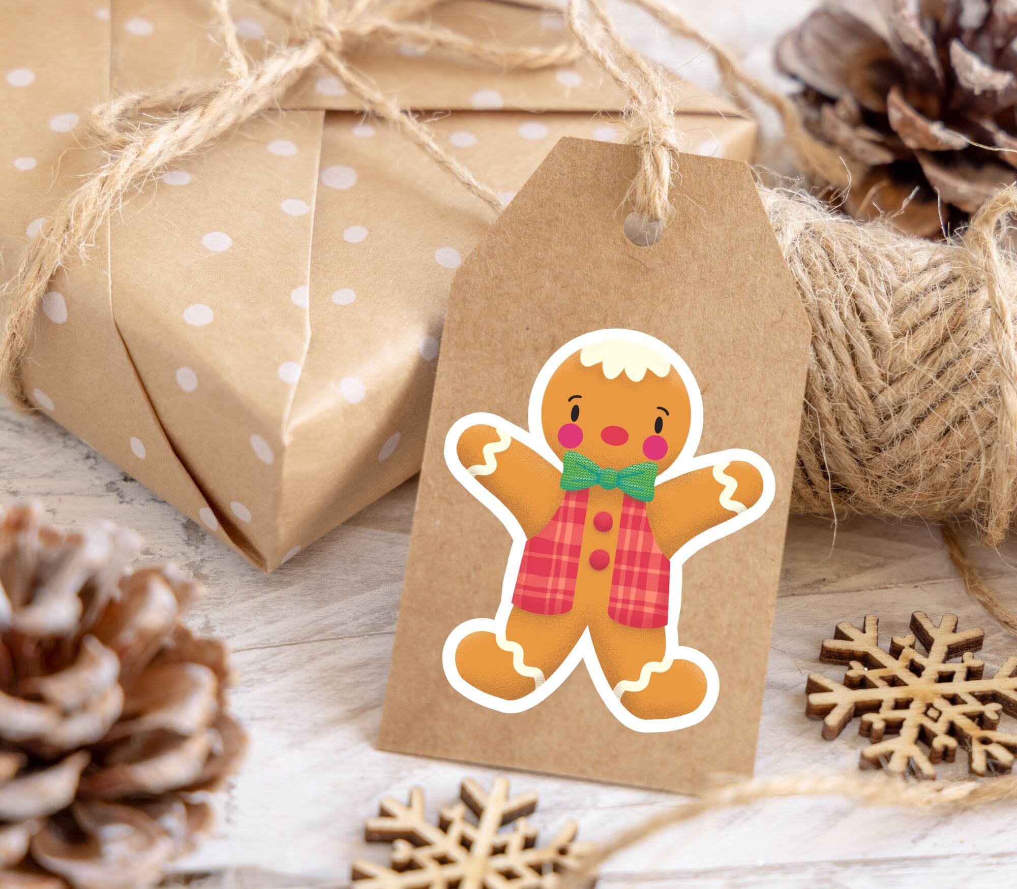 Handsome Gingerbread Boy Matte Vinyl Sticker stickers Lucid Moon Studio