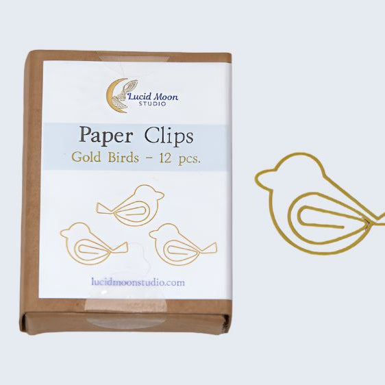 Gold Birds Boxed Paper Clips Paper Clips Lucid Moon Studio