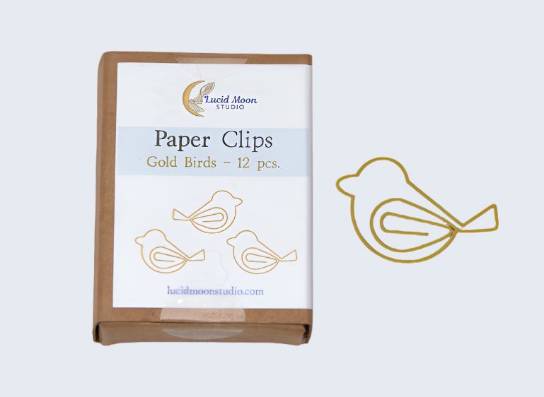 Gold Birds Boxed Paper Clips Paper Clips Lucid Moon Studio