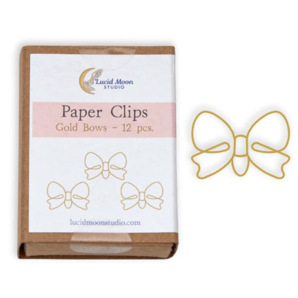 Gold Bows Boxed Paper Clips Paper Clips Lucid Moon Studio