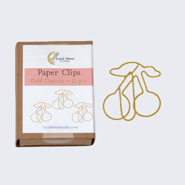 Gold Cherries Boxed Paper Clips Paper Clips Lucid Moon Studio