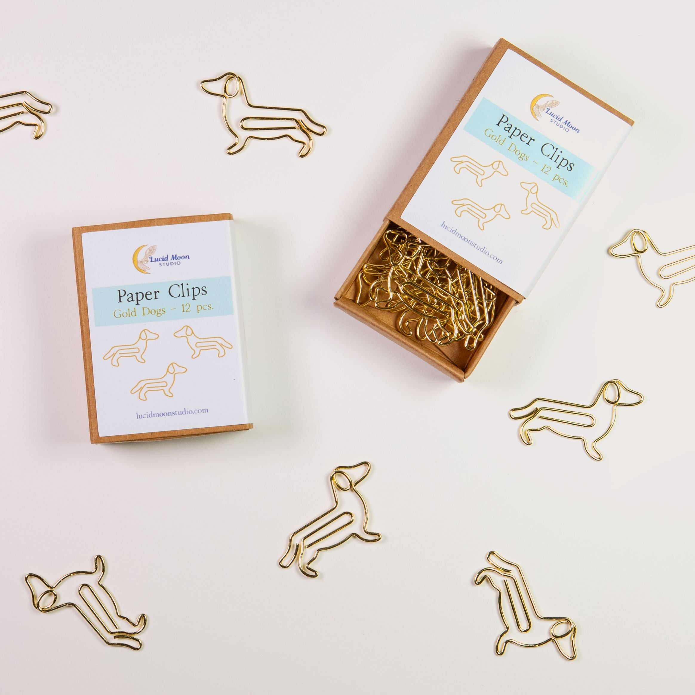 Gold Dog Boxed Paper Clips Paper Clips Lucid Moon Studio