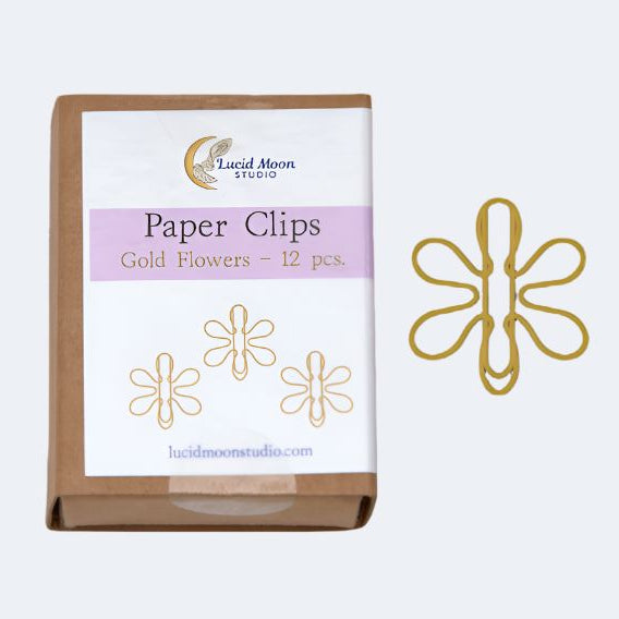 Gold Flowers Boxed Paper Clips Paper Clips Lucid Moon Studio