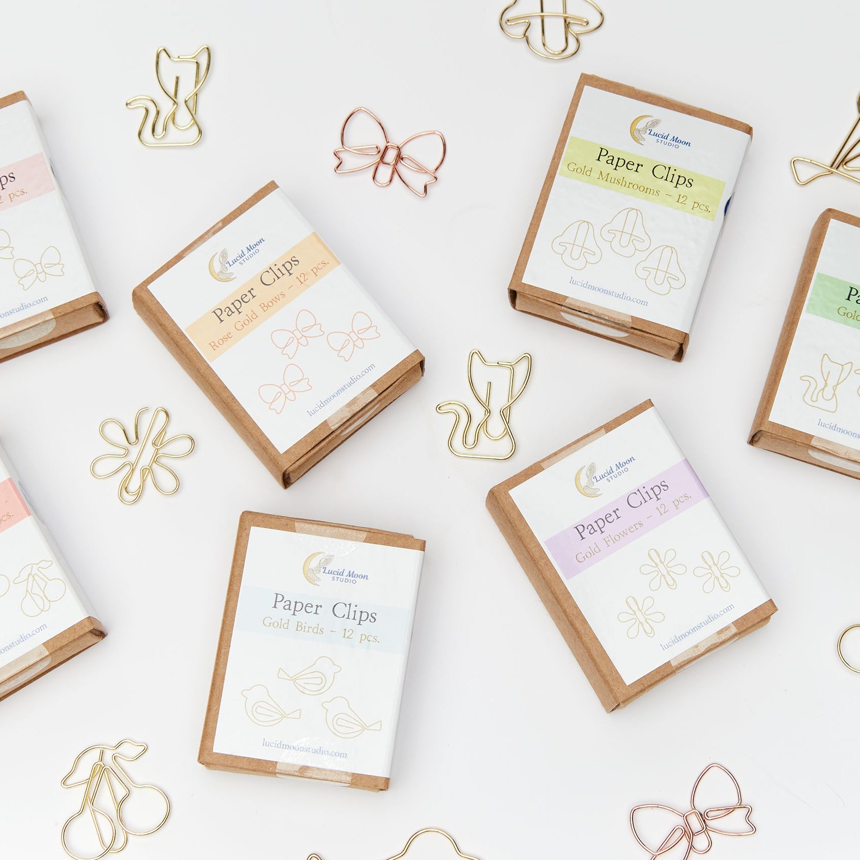 Gold Flowers Boxed Paper Clips Paper Clips Lucid Moon Studio