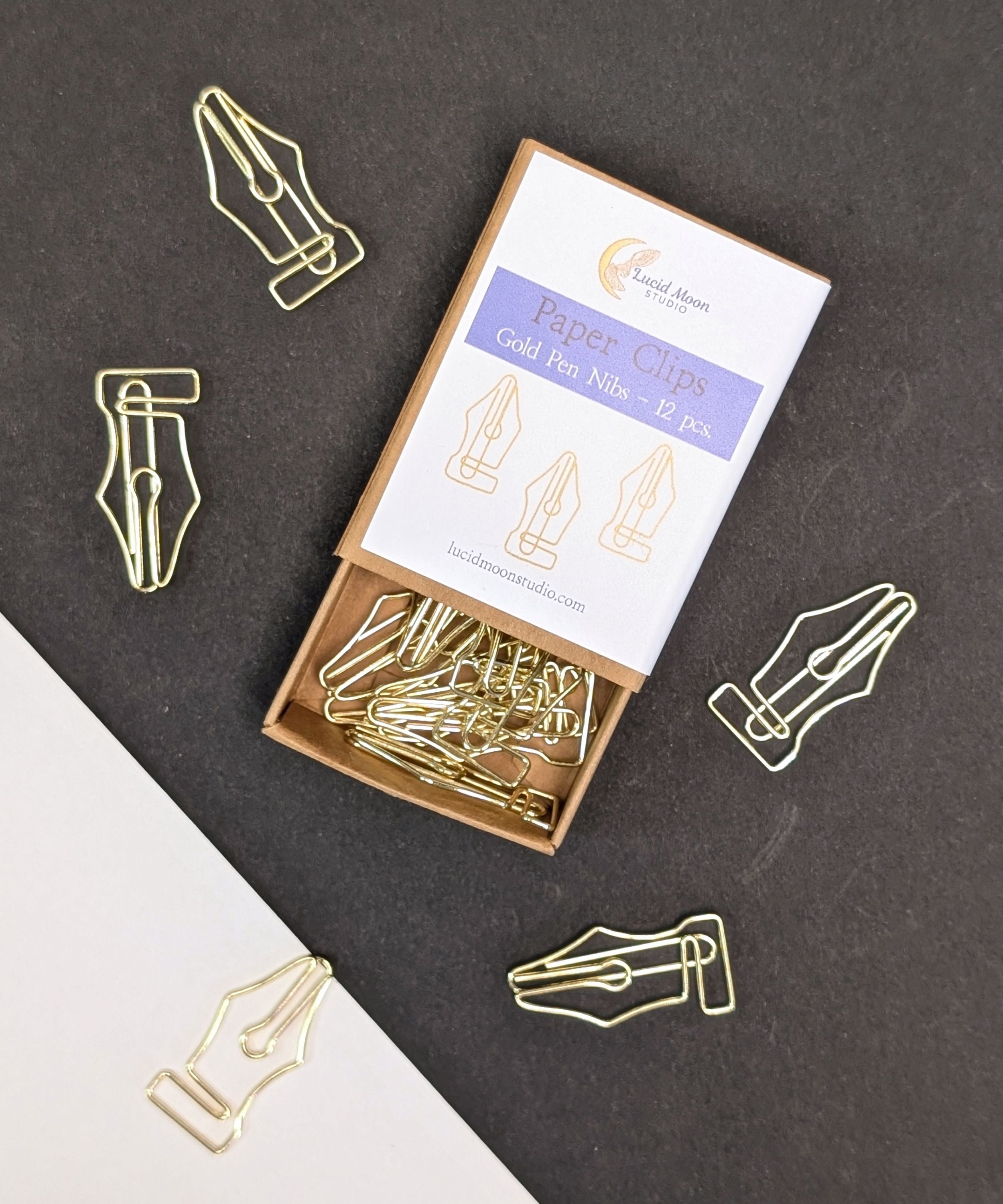 Gold Pen Nibs Boxed Paper Clips Paper Clips Lucid Moon Studio