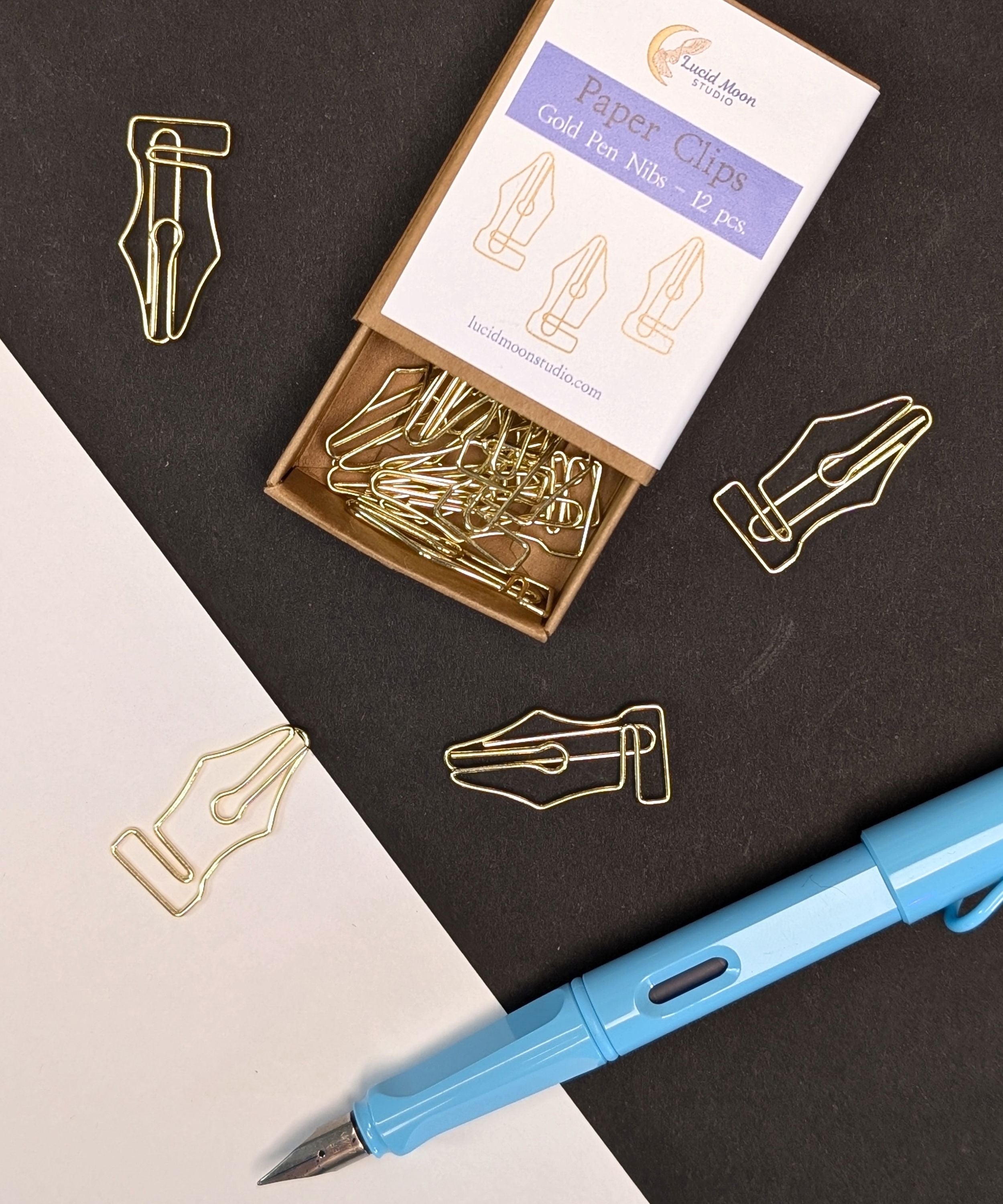 Gold Pen Nibs Boxed Paper Clips Paper Clips Lucid Moon Studio