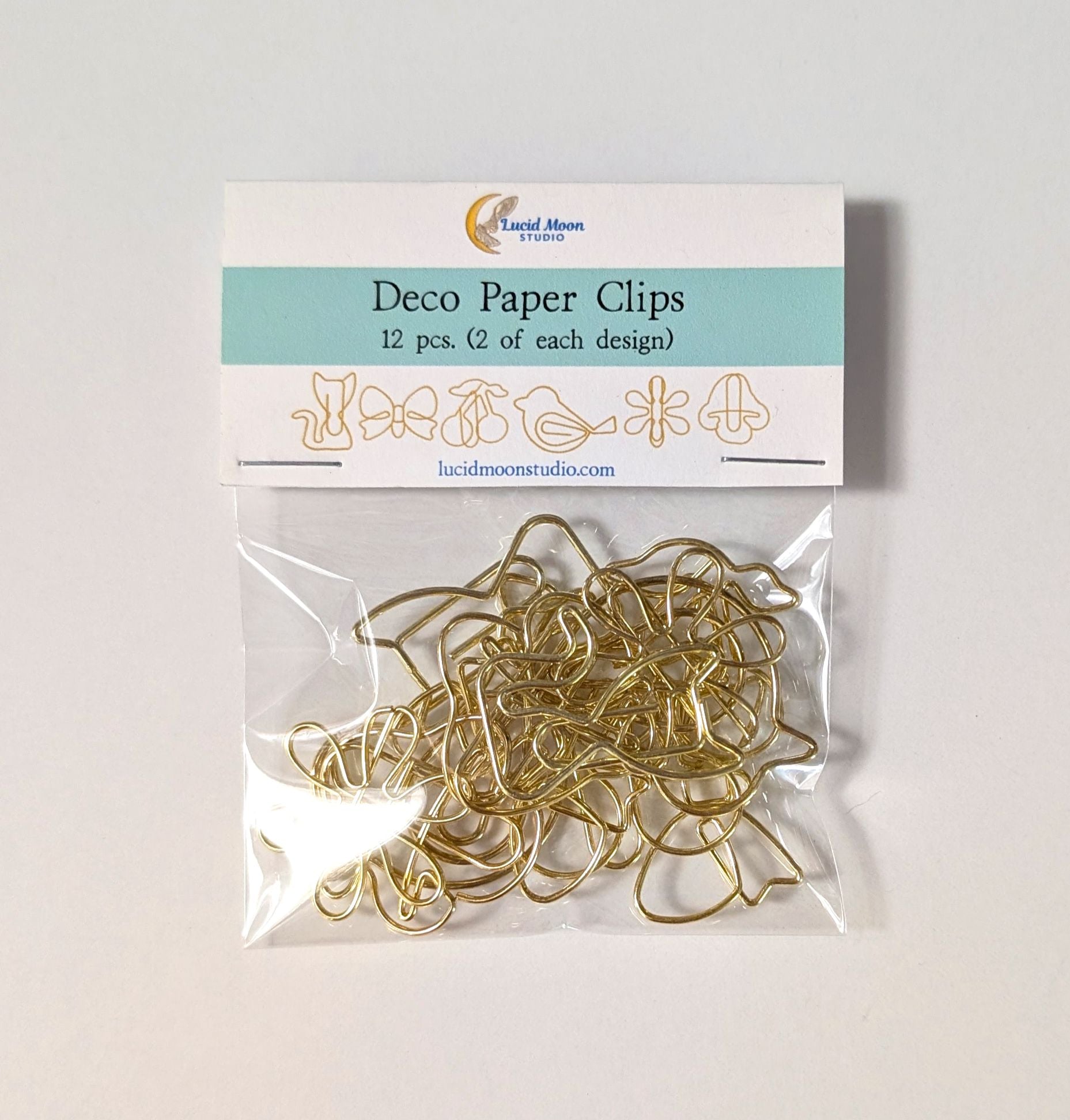 Gold Shaped Paper Clips Assortment Pack Paper Clips Lucid Moon Studio