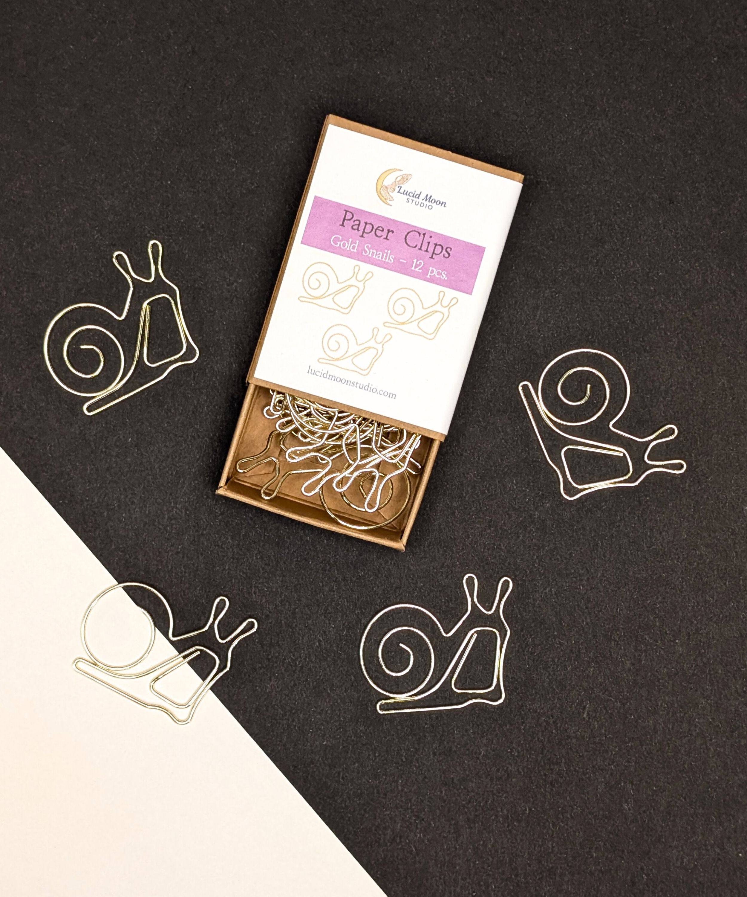 Gold Snail Boxed Paper Clips Paper Clips Lucid Moon Studio