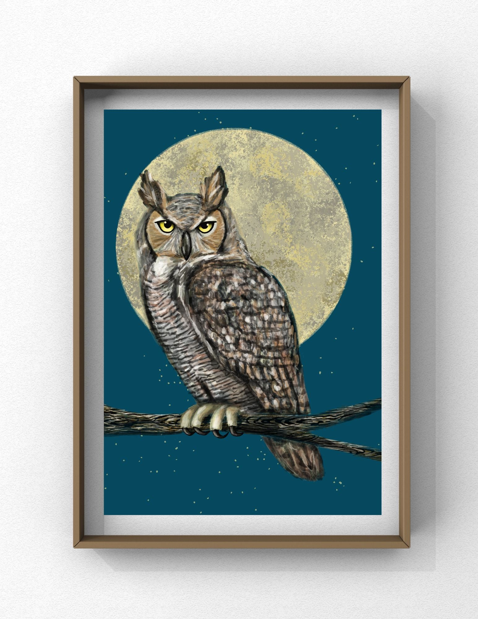 Great Horned Owl 8" x 10" Art Print Art Print Lucid Moon Studio