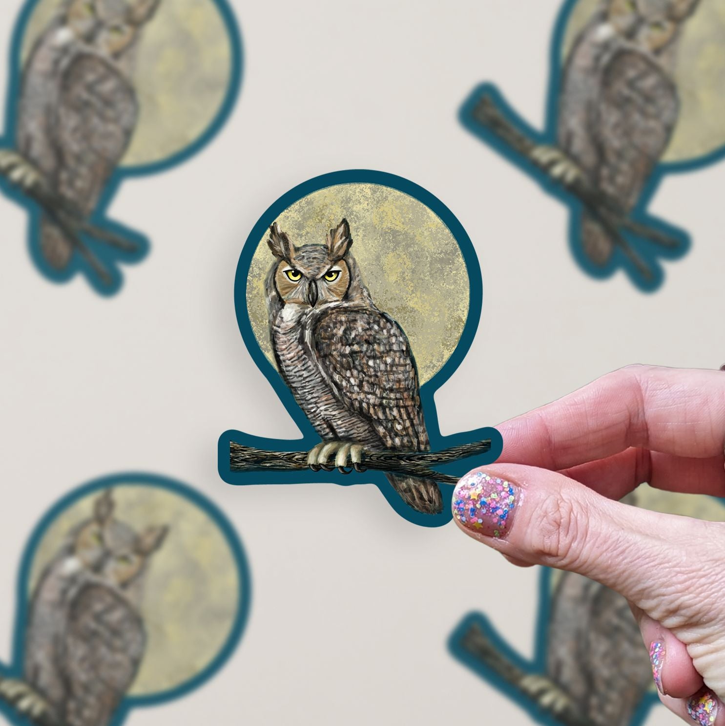 Great Horned Owl Vinyl Sticker stickers Lucid Moon Studio