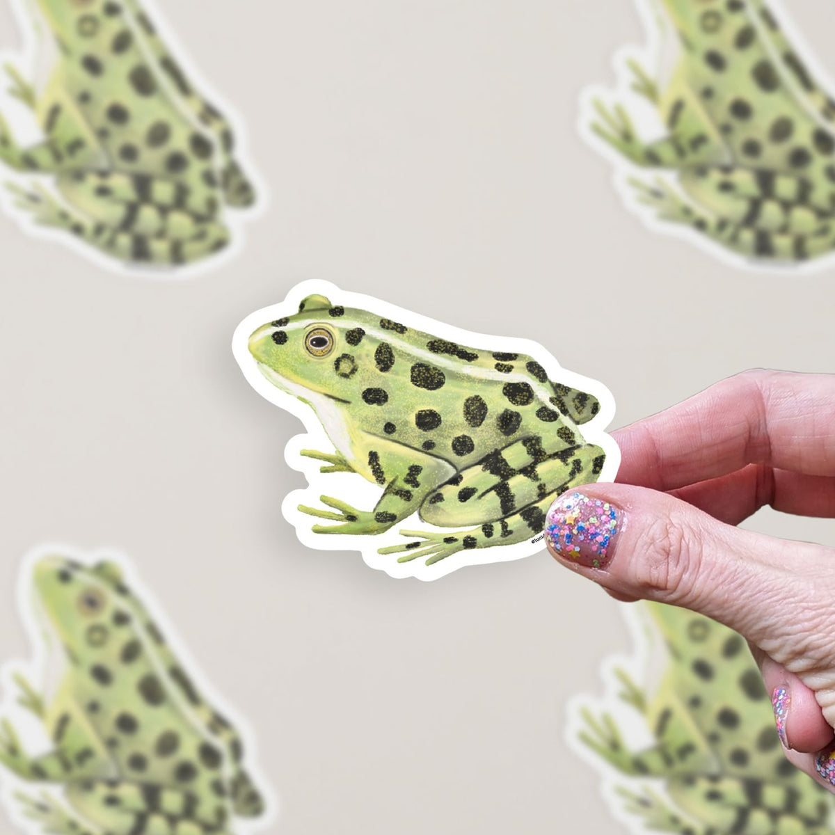 Green Frog Vinyl Sticker stickers Lucid Moon Studio LLC
