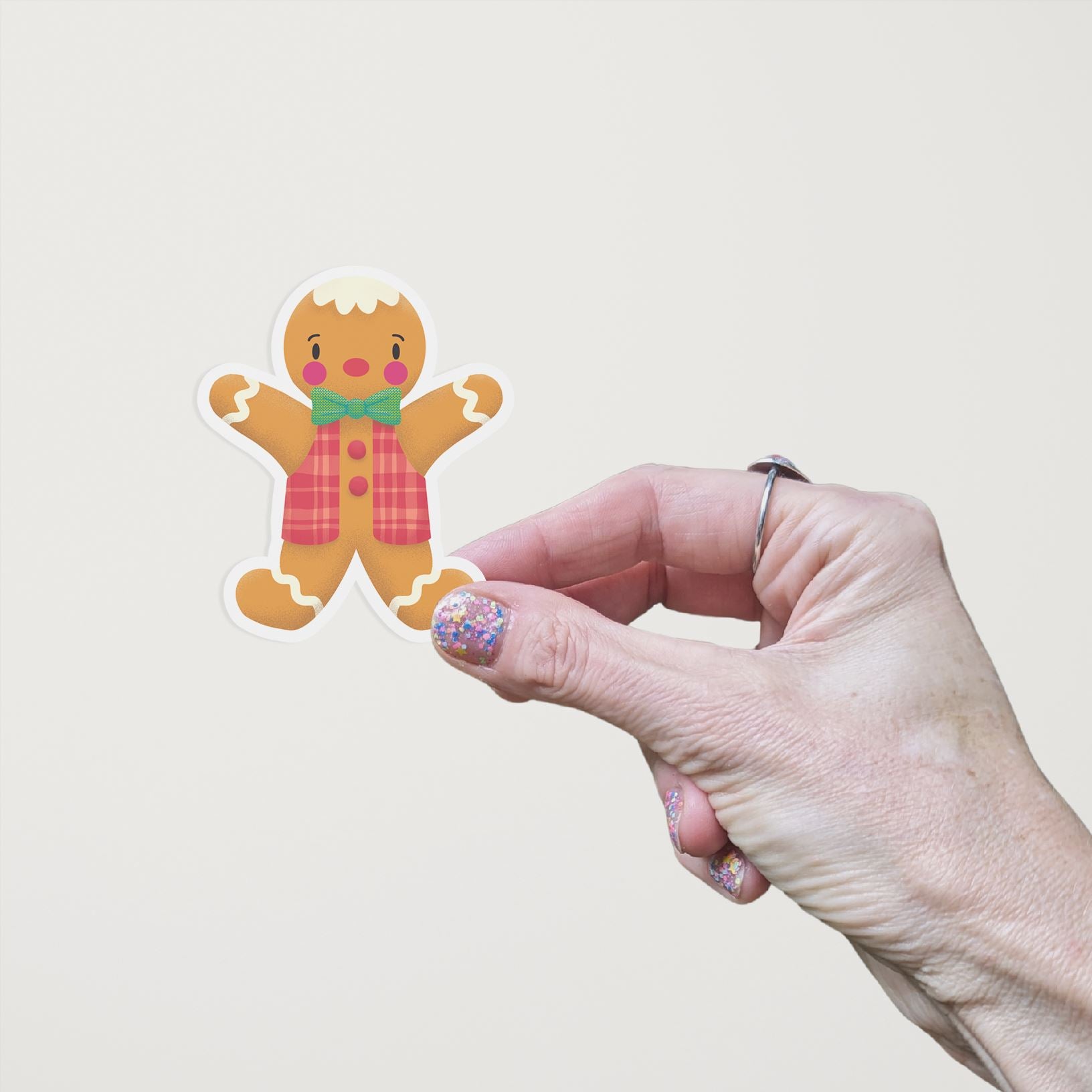 Handsome Gingerbread Boy Matte Vinyl Sticker stickers Lucid Moon Studio 