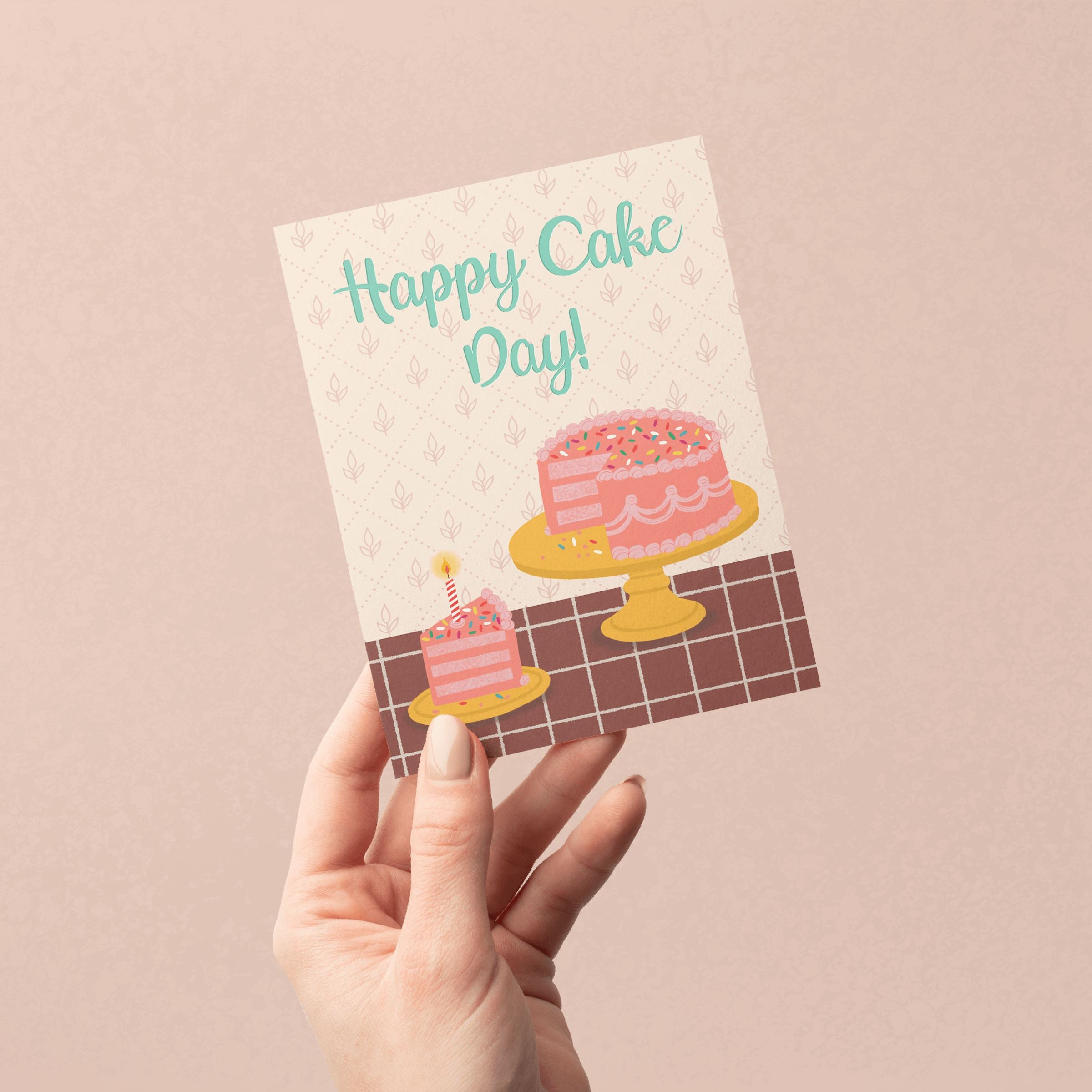 Happy Cake Day Birthday Greeting Card Greeting Cards Lucid Moon Studio 