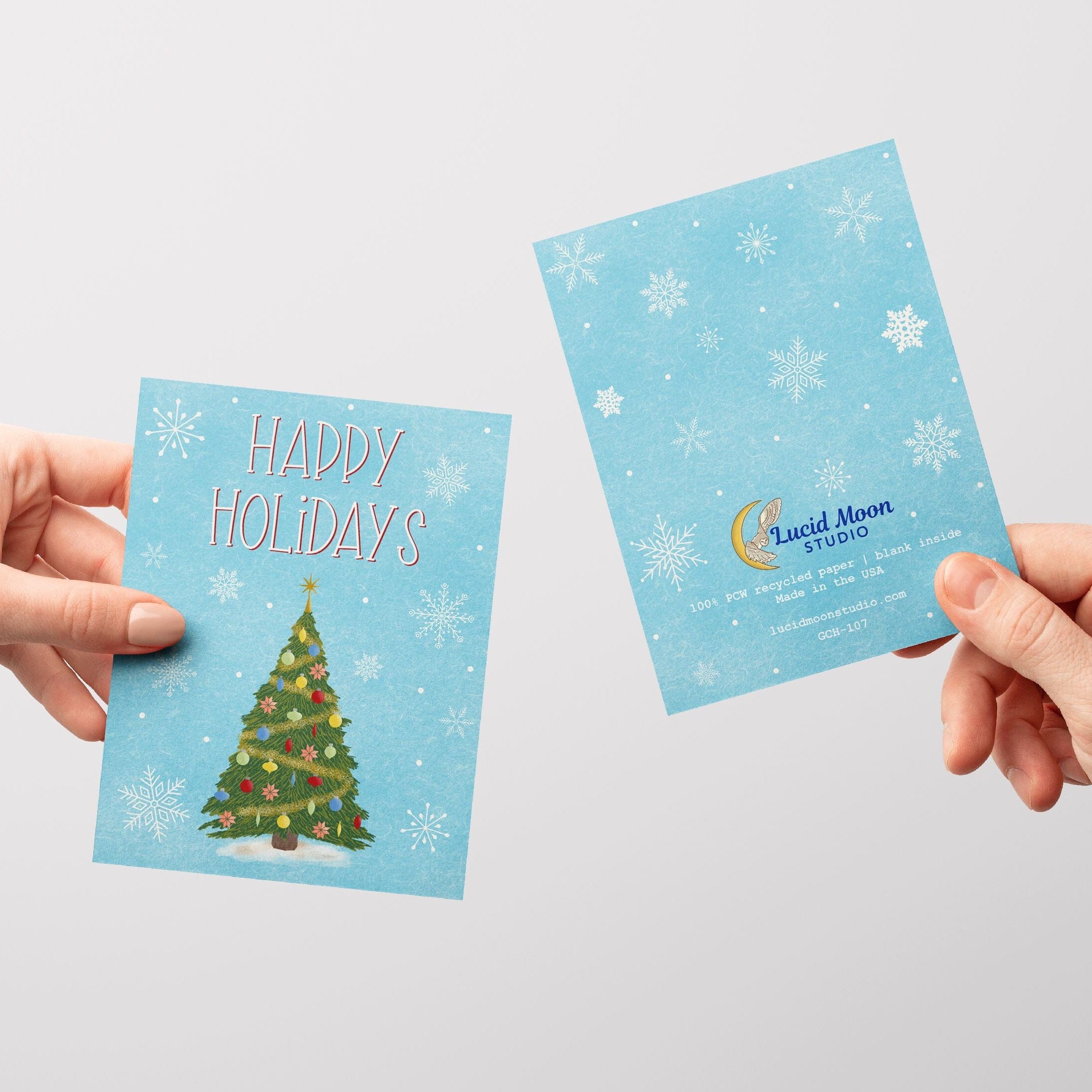 Happy Holidays Christmas Tree Card Greeting Cards Lucid Moon Studio