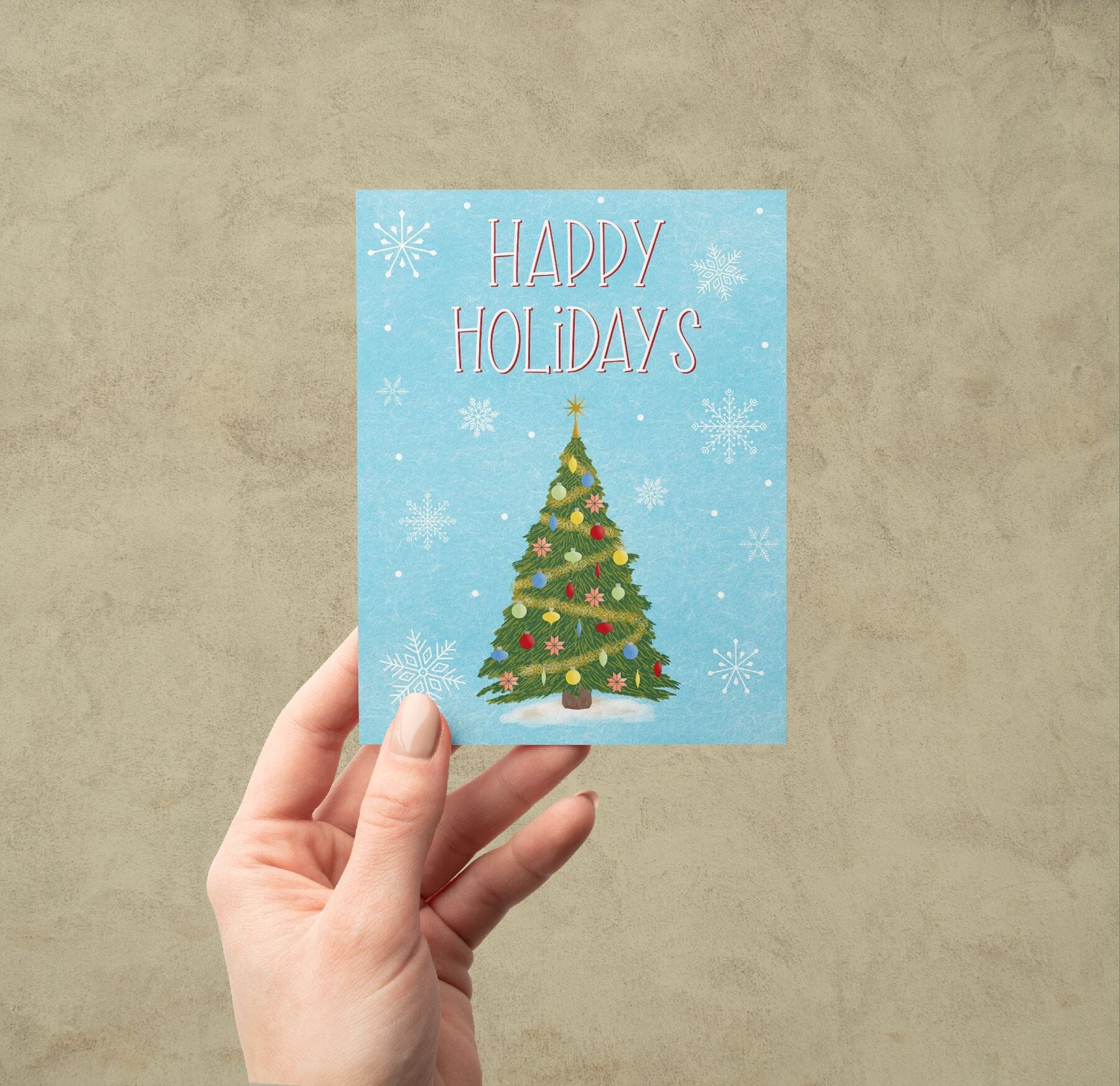 Happy Holidays Christmas Tree Card Greeting Cards Lucid Moon Studio