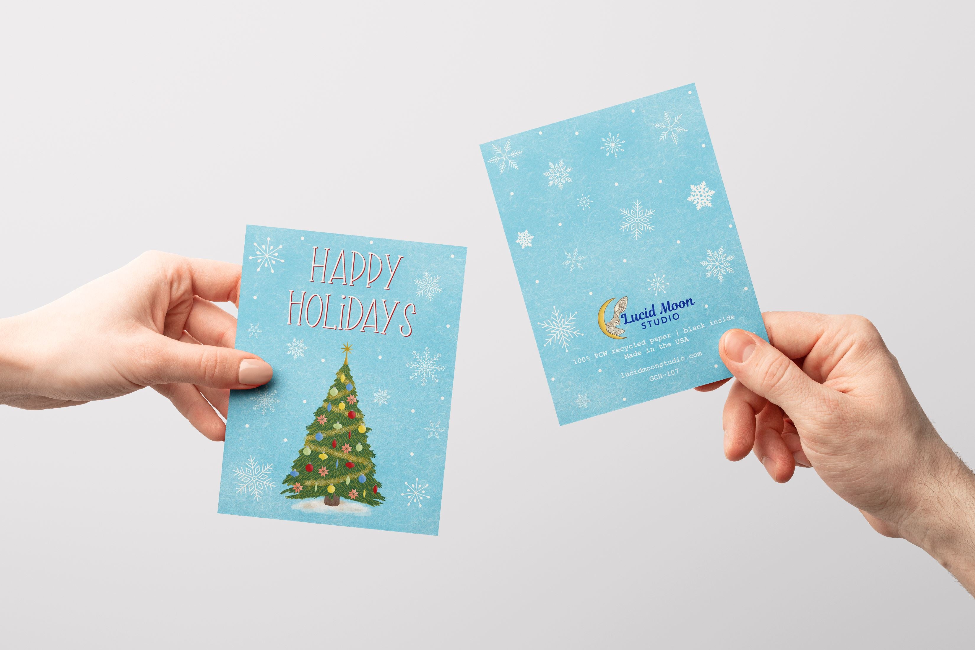 Happy Holidays Christmas Tree Card Greeting Cards Lucid Moon Studio
