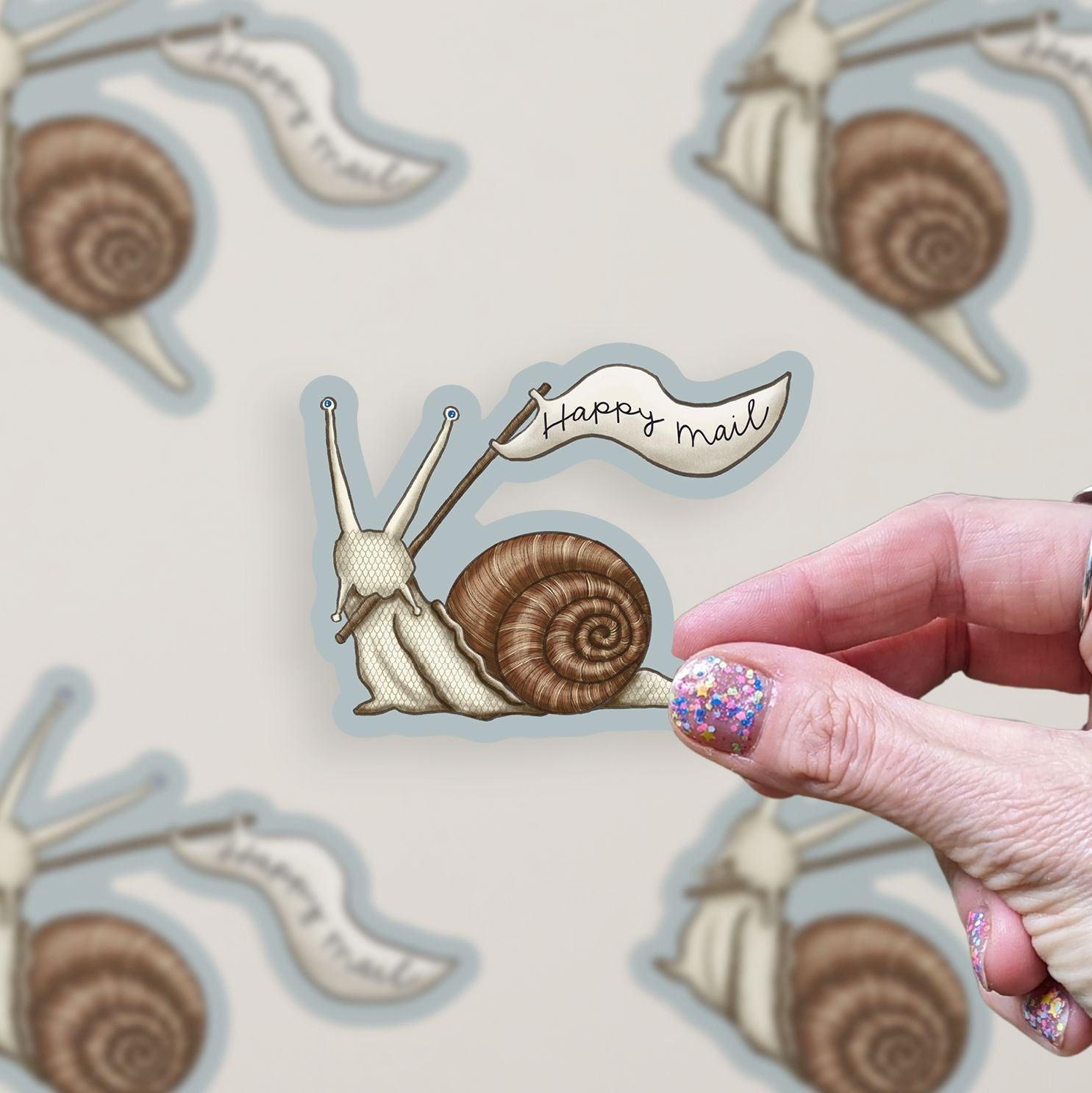Happy Snail Mail Vinyl Sticker stickers Lucid Moon Studio LLC