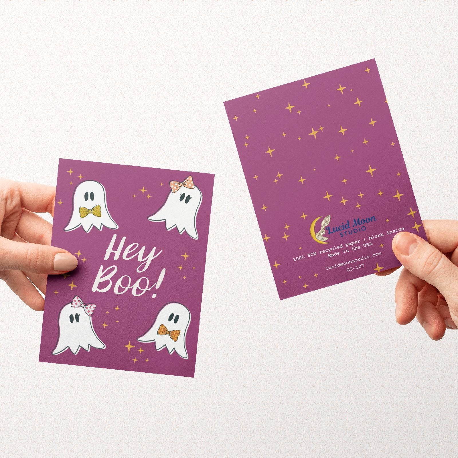 Hey Boo Halloween Greeting Card Greeting Cards Lucid Moon Studio