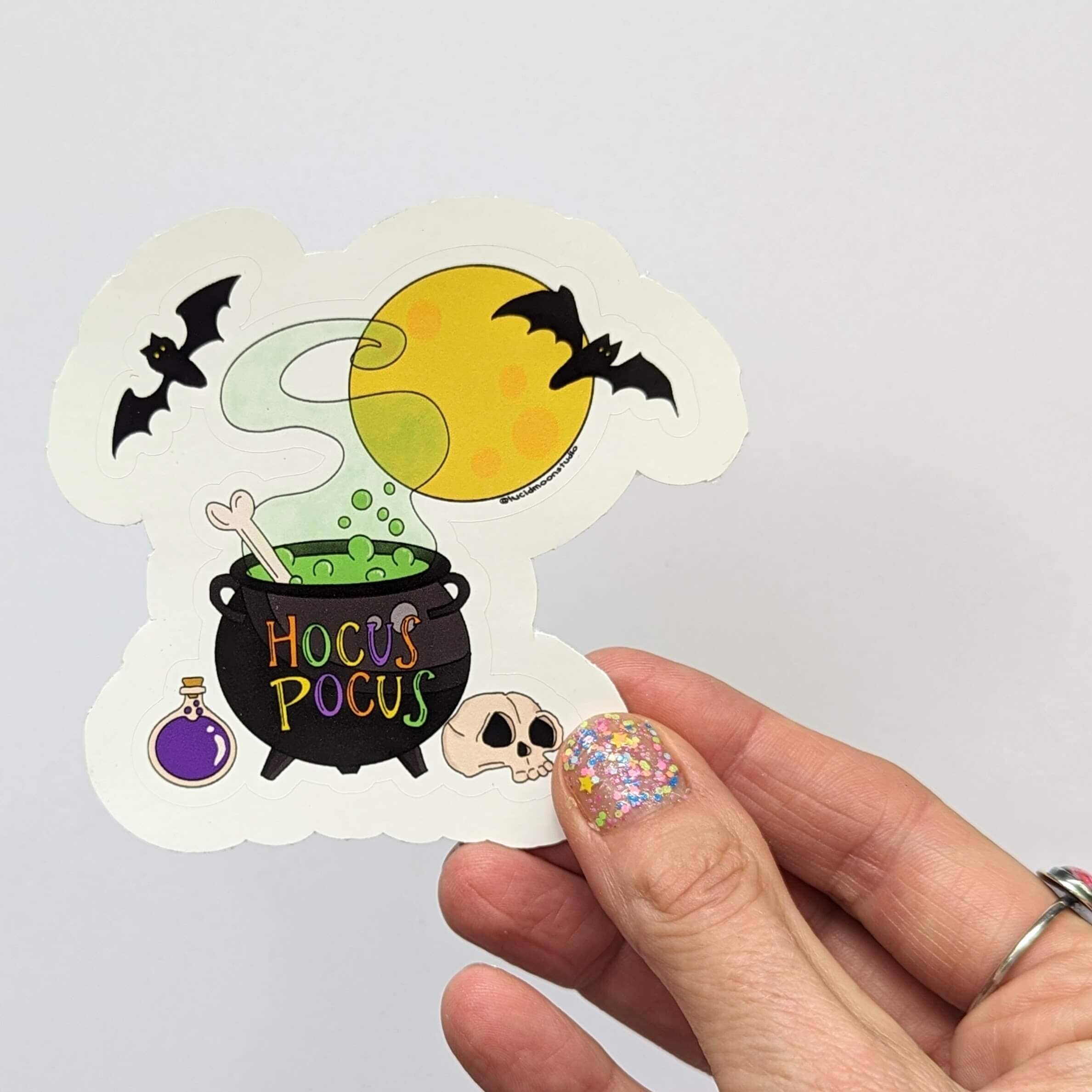 Hocus Pocus Halloween Glossy Vinyl Waterproof Sticker stickers Lucid Moon Studio 