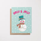 Holly & Jolly Snowman Holiday Card Greeting Cards Lucid Moon Studio