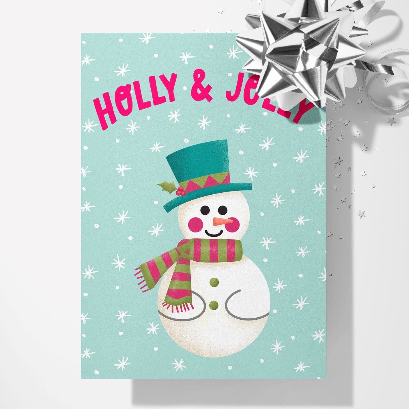 Holly & Jolly Snowman Holiday Card Greeting Cards Lucid Moon Studio