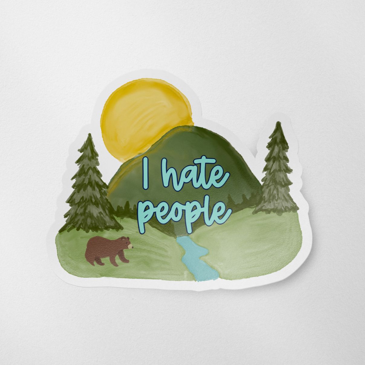 I Hate People Mountain Antisocial Vinyl Sticker stickers Lucid Moon Studio LLC