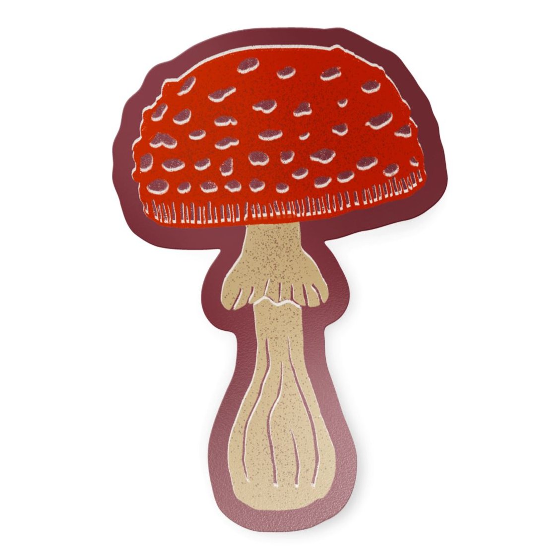 Linocut Mushroom Matte Vinyl Sticker stickers Lucid Moon Studio