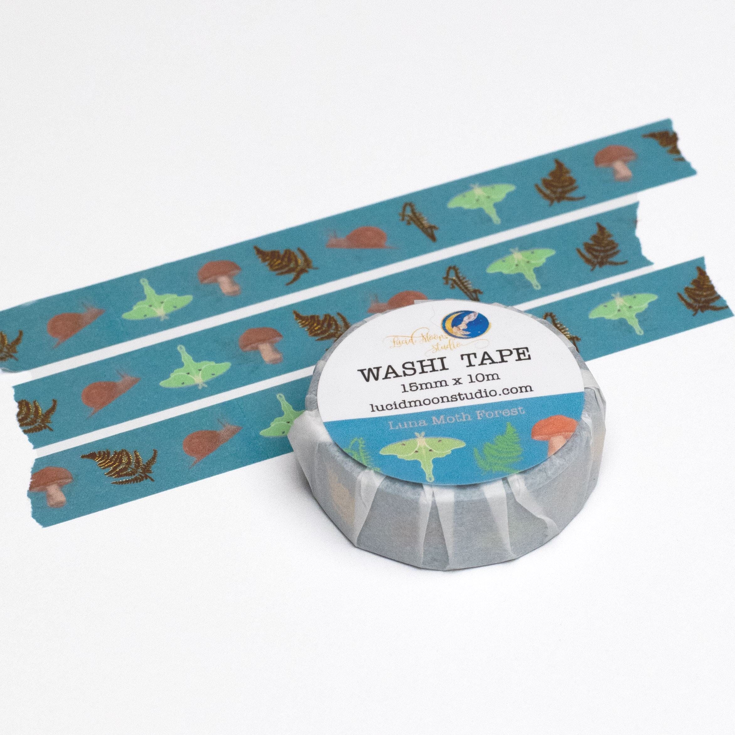 Luna Moth Forest Gold Foil Washi Tape washi tape Lucid Moon Studio